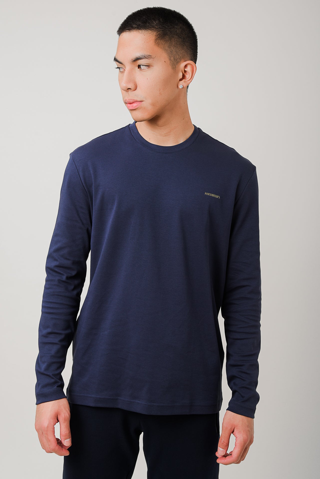 ΑΝΔΡΙΚΗ ΜΑΚΡΥΜΑΝΙΚΗ ΜΠΛΟΥΖΑ NAVY ΜΠΛΕ ΜΕ ΛΟΓΟΤΥΠΟ PORTOBELLO'S