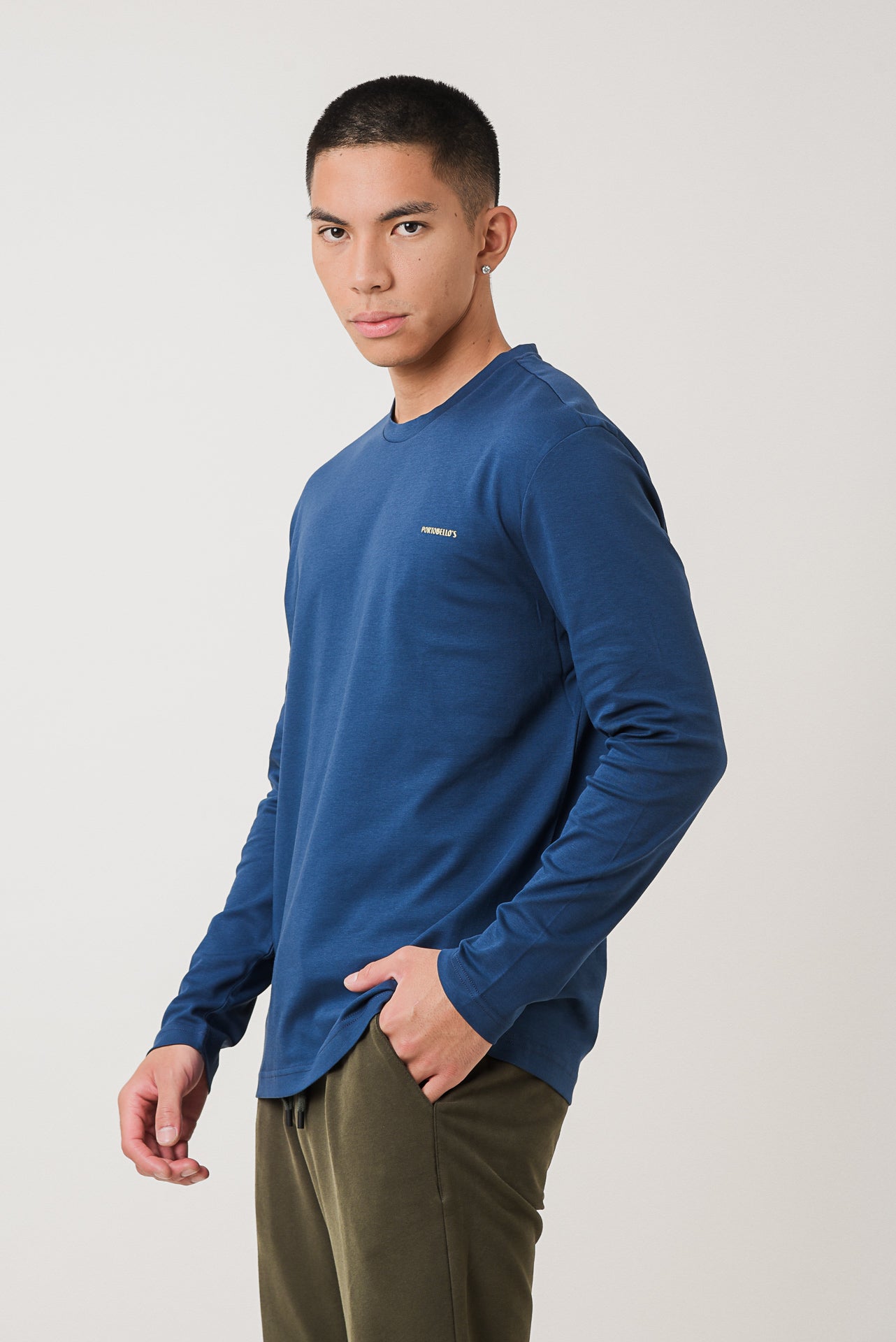 ΑΝΔΡΙΚΗ ΜΑΚΡΥΜΑΝΙΚΗ ΜΠΛΟΥΖΑ ΜΠΛΕ INDIGO ΜΕ ΛΟΓΟΤΥΠΟ PORTOBELLO'S