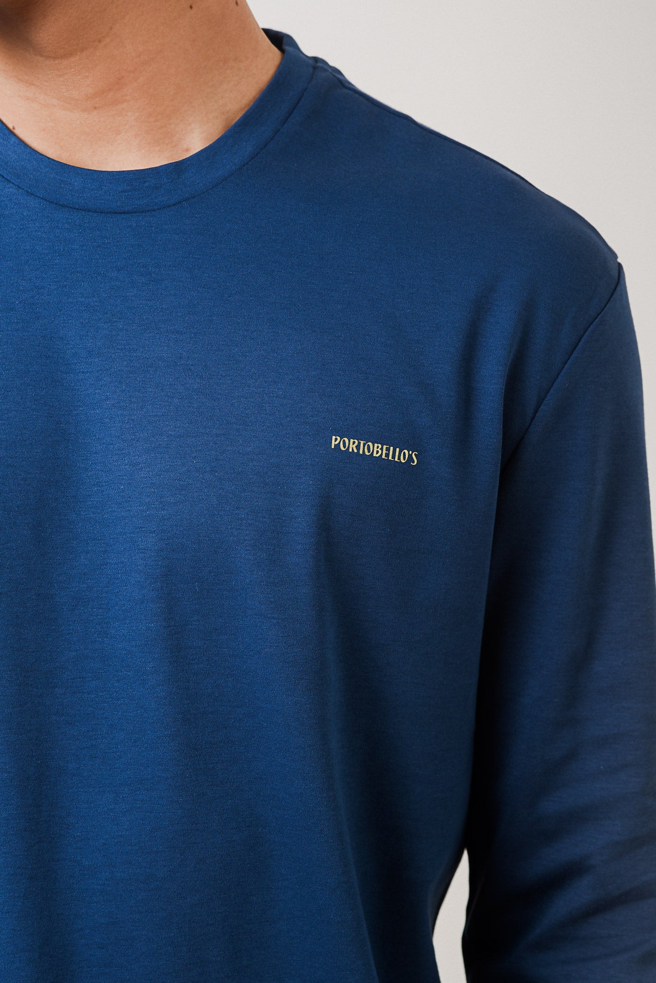 ΑΝΔΡΙΚΗ ΜΑΚΡΥΜΑΝΙΚΗ ΜΠΛΟΥΖΑ ΜΠΛΕ INDIGO ΜΕ ΛΟΓΟΤΥΠΟ PORTOBELLO'S