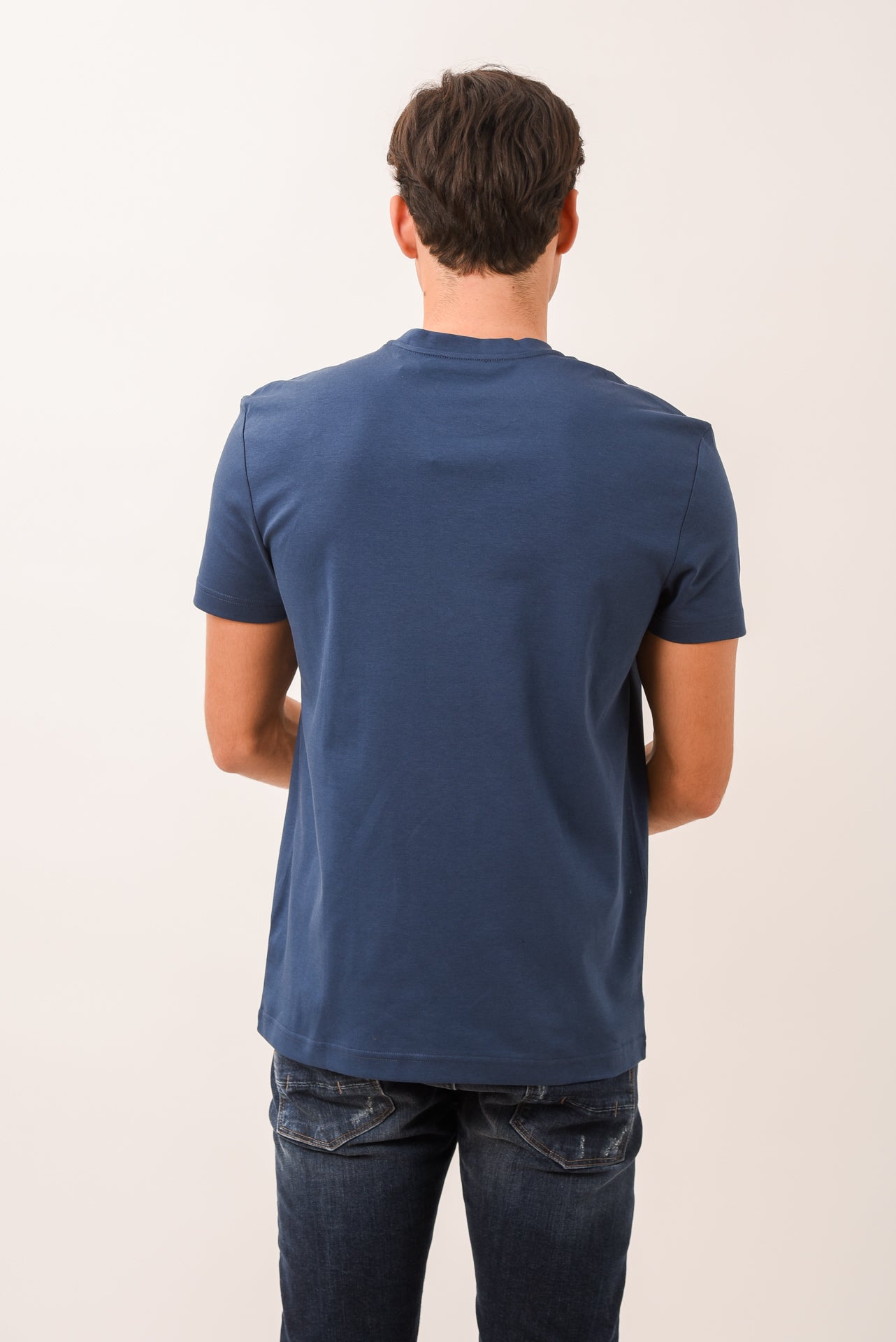 ΑΝΔΡΙΚΟ ΚΟΝΤΟΜΑΝΙΚΟ T-SHIRT ΜΠΛΕ INDIGO ΜΕ ΛΟΓΟΤΥΠΟ PORTOBELLO'S