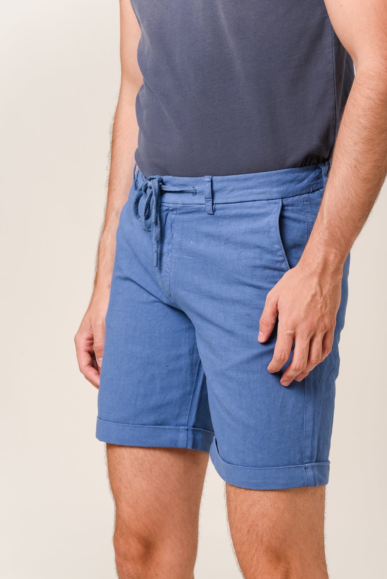 ΑΝΔΡΙΚΗ ΒΕΡΜΟΥΔΑ CHINOS PORTOBELLO'S ΜΕ ΚΟΡΔΟΝΙ ΣΕ ΜΠΛΕ ΜΕΣΑΙΟ ΧΡΩΜΑ