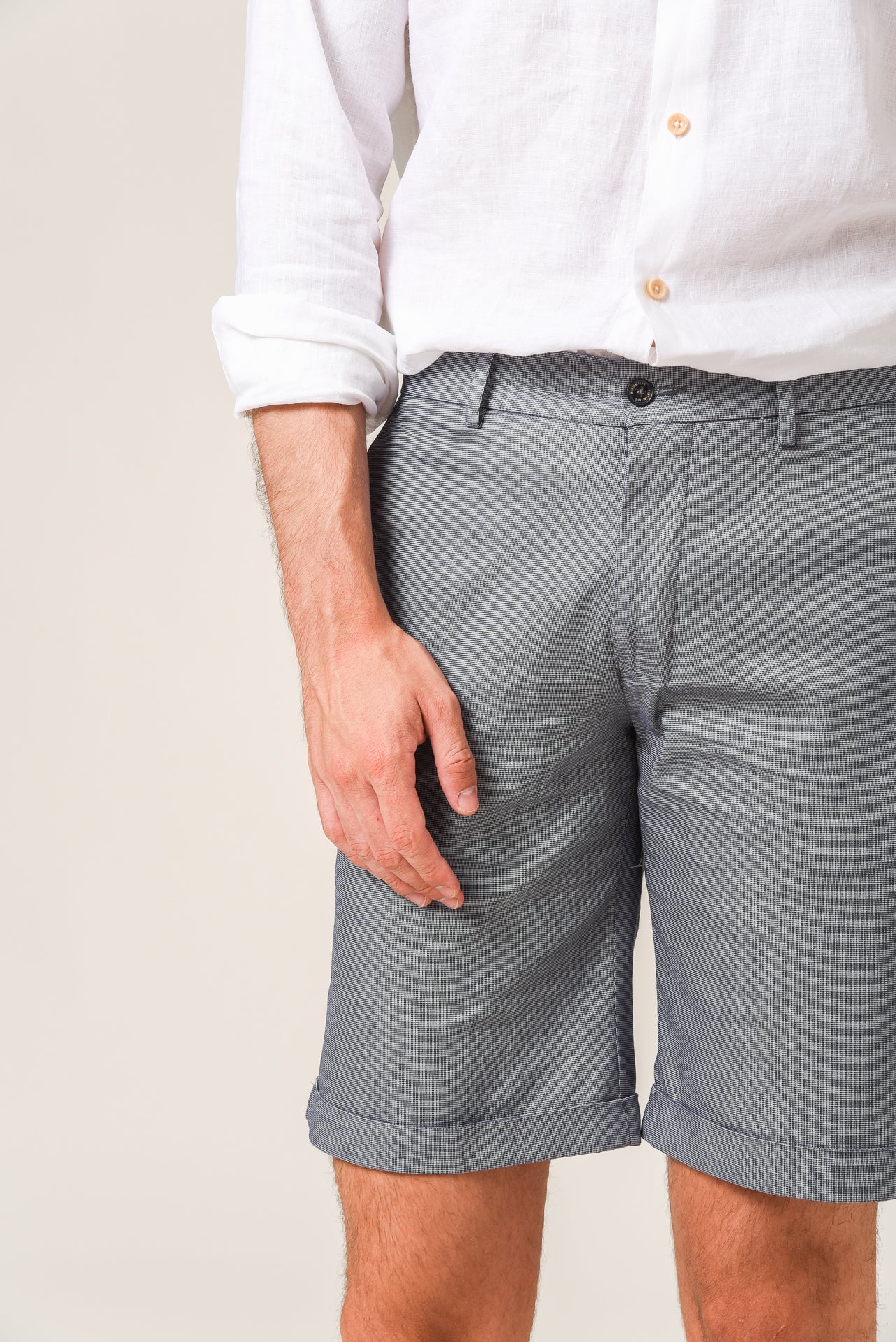 ΑΝΔΡΙΚΗ ΒΕΡΜΟΥΔΑ CHINOS PORTOBELLO'S ΜΠΛΕ ΜΕ ΜΙΚΡΟΣΧΕΔΙΟ ΚΑΙ ΡΕΒΕΡ