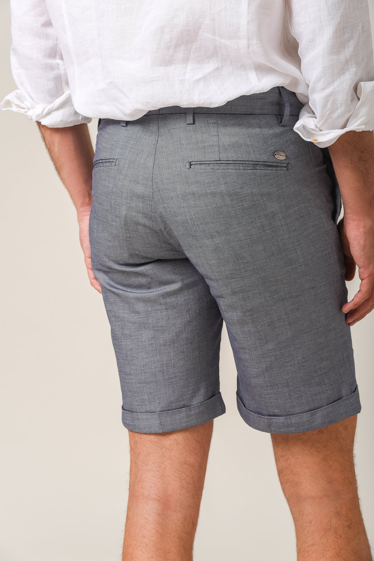 ΑΝΔΡΙΚΗ ΒΕΡΜΟΥΔΑ CHINOS PORTOBELLO'S ΜΠΛΕ ΜΕ ΜΙΚΡΟΣΧΕΔΙΟ ΚΑΙ ΡΕΒΕΡ