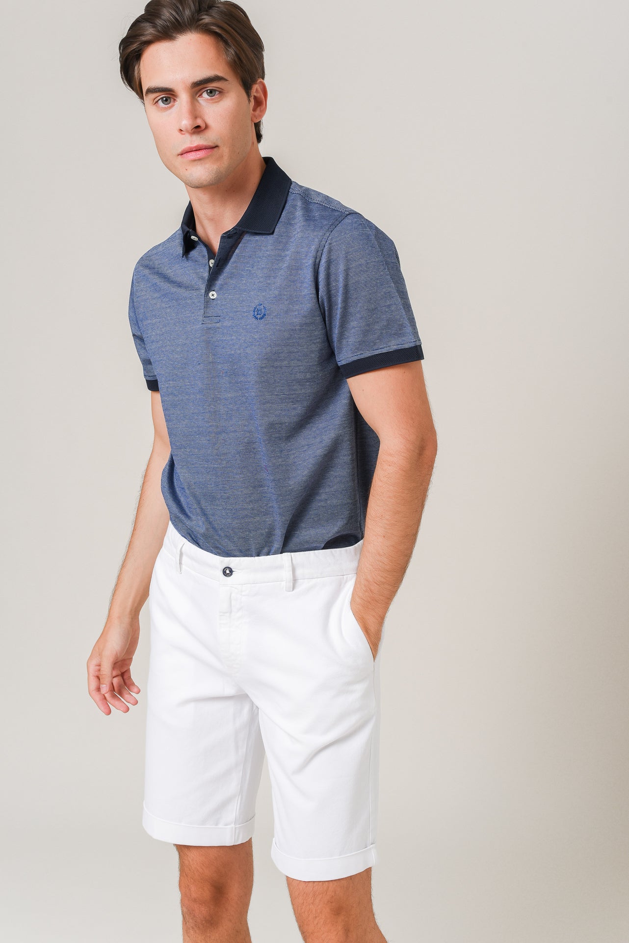 ΑΝΔΡΙΚΗ ΒΕΡΜΟΥΔΑ CHINOS PORTOBELLO'S ΣΕ ΛΕΥΚΟ ΧΡΩΜΑ ΜΕ ΡΕΒΕΡ