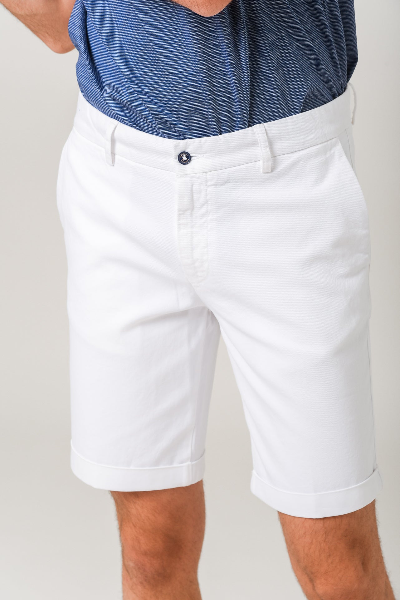 ΑΝΔΡΙΚΗ ΒΕΡΜΟΥΔΑ CHINOS PORTOBELLO'S ΣΕ ΛΕΥΚΟ ΧΡΩΜΑ ΜΕ ΡΕΒΕΡ