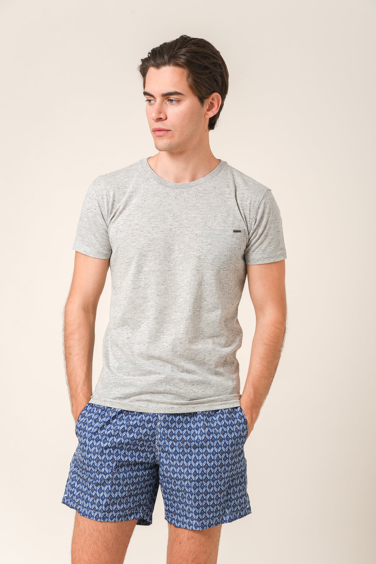 ΑΝΔΡΙΚΟ ΜΑΓΙΟ PORTOBELLO'S ΜΠΛΕ ΚΑΦΕ ΜΕ ΟΜΟΙΟΜΟΡΦΟ ΜΟΤΙΒΟ