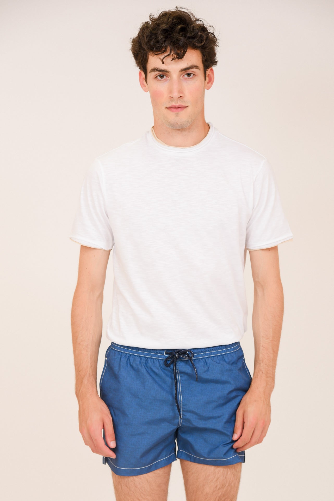 ΑΝΔΡΙΚΟ ΜΑΓΙΟ PORTOBELLO'S ΜΠΛΕ ΜΕ ΛΕΥΚΗ ΡΑΦΗ