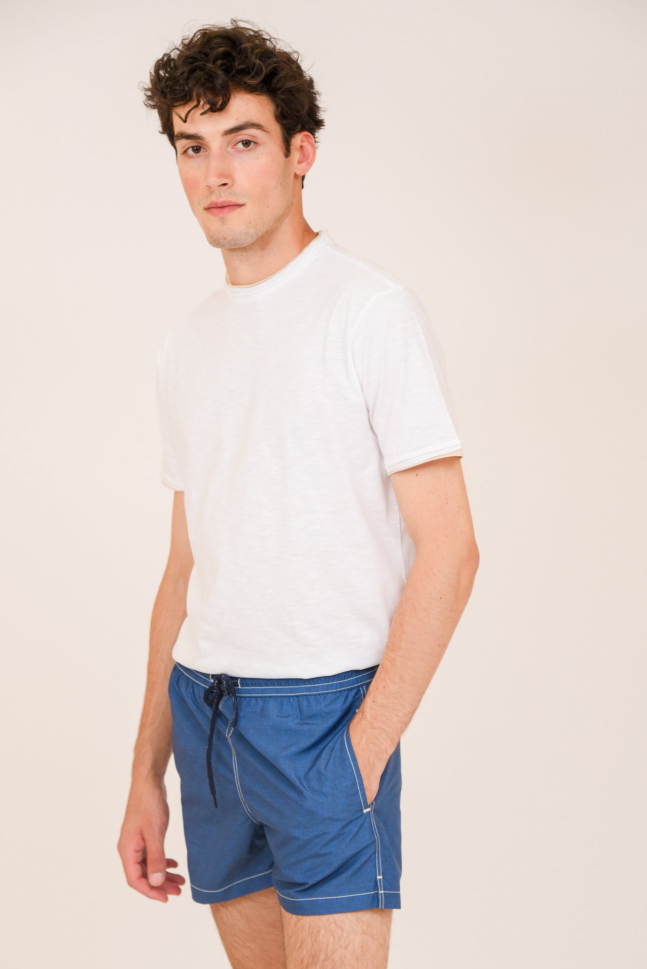 ΑΝΔΡΙΚΟ ΜΑΓΙΟ PORTOBELLO'S ΜΠΛΕ ΜΕ ΛΕΥΚΗ ΡΑΦΗ