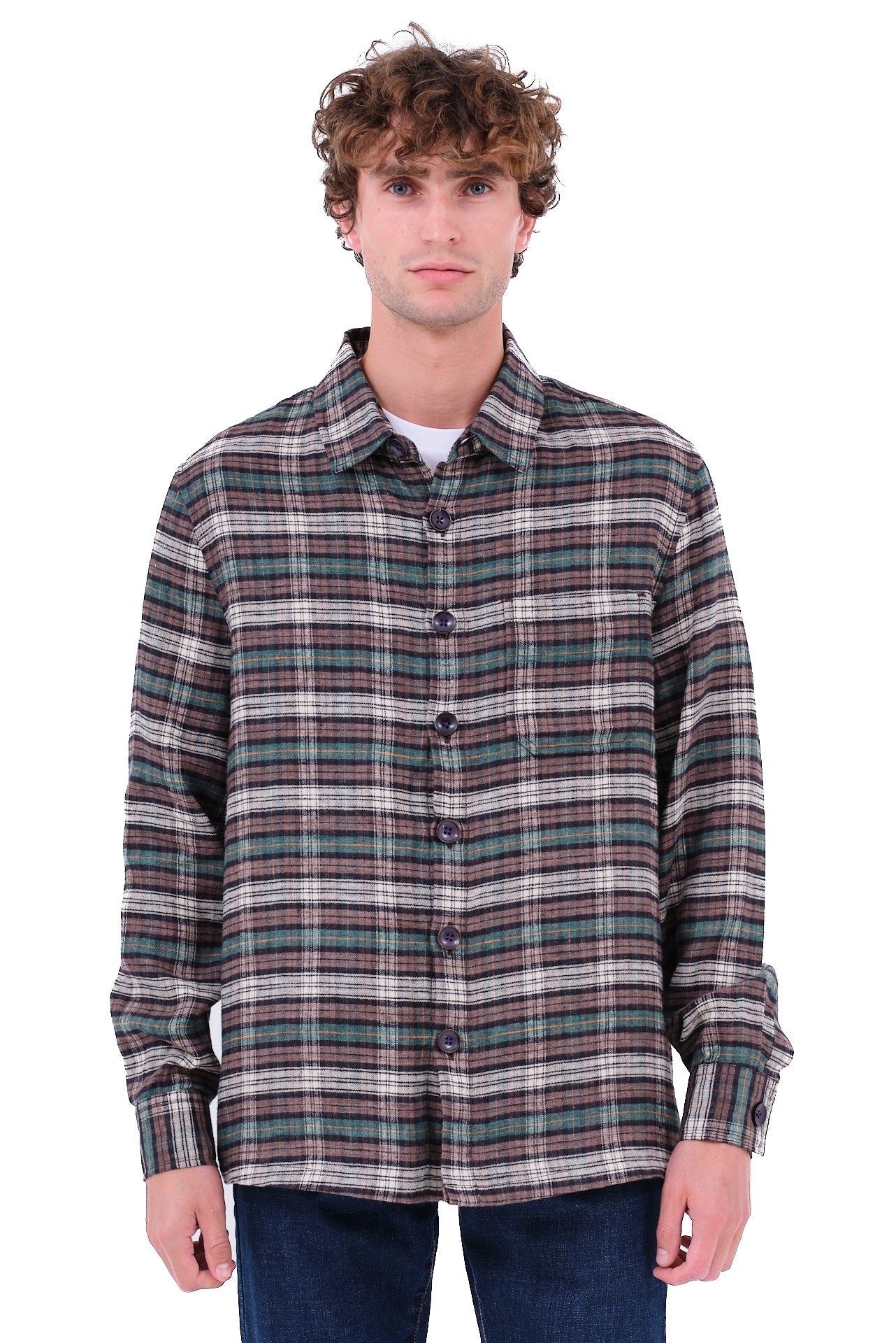 ΑΝΔΡΙΚΟ OVERSHIRT LES GENT'S ΚΑΦΕ ΜΠΕΖ ΠΡΑΣΙΝΟ