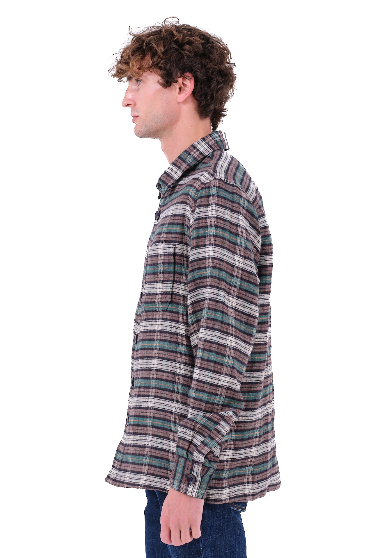 ΑΝΔΡΙΚΟ OVERSHIRT LES GENT'S ΚΑΦΕ ΜΠΕΖ ΠΡΑΣΙΝΟ