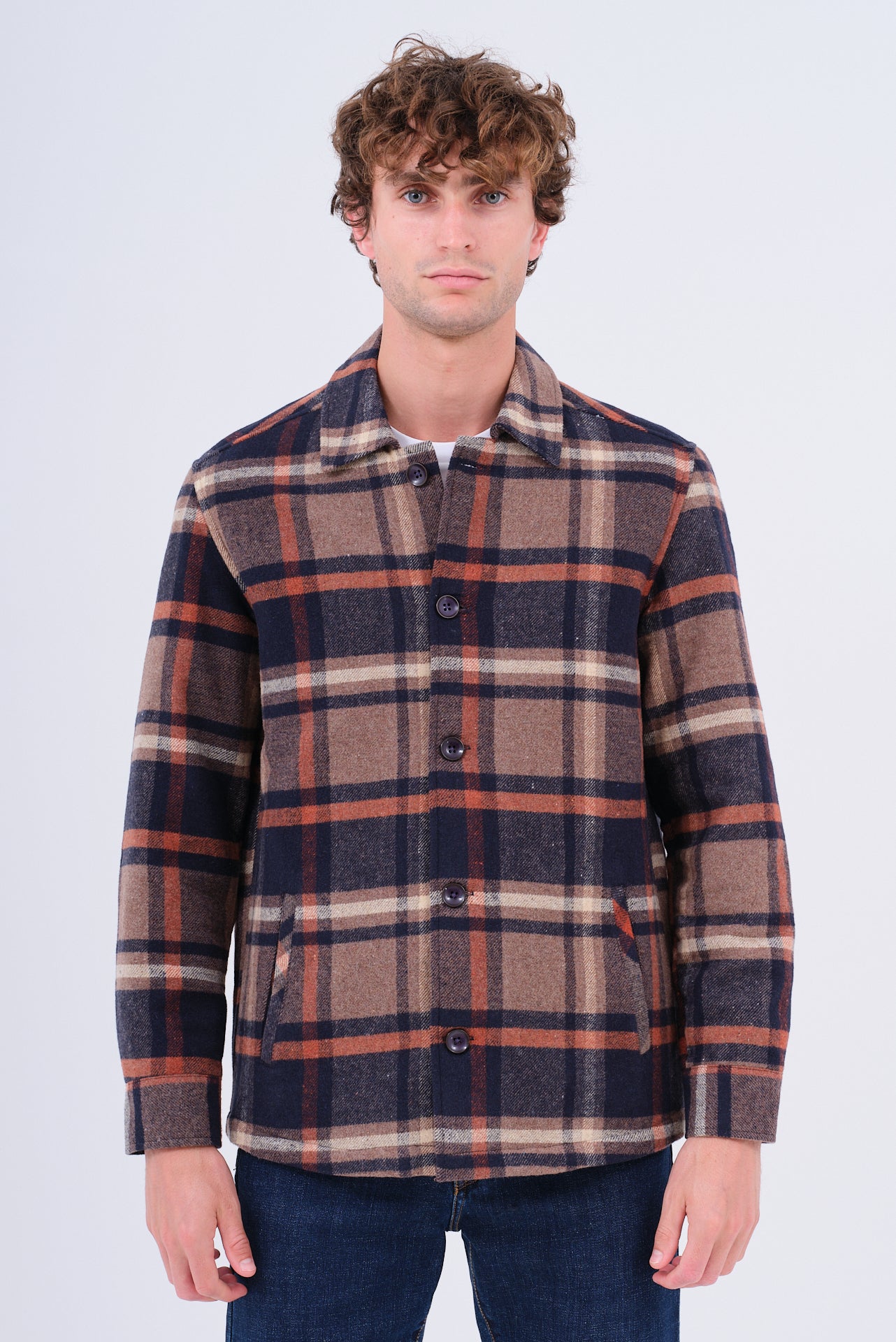 ΑΝΔΡΙΚΟ OVERSHIRT ΚΑΡΟ ΚΑΦΕ ΜΠΛΕ LES GENT'S