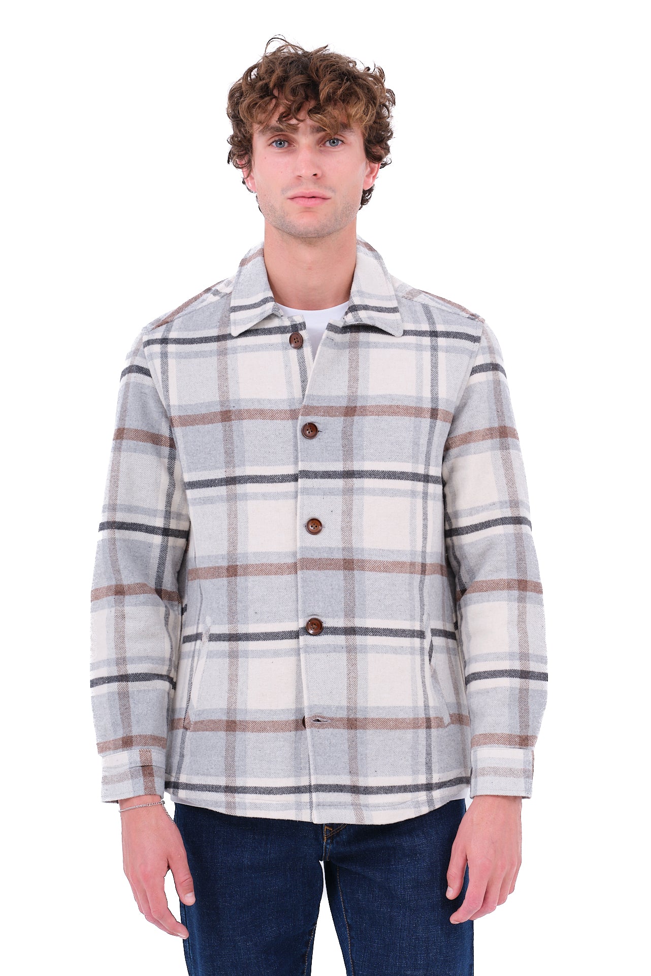 ΑΝΔΡΙΚΟ OVERSHIRT LES GENT'S ΚΑΡΟ ΜΠΕΖ ΑΝΟΙΧΤΟ