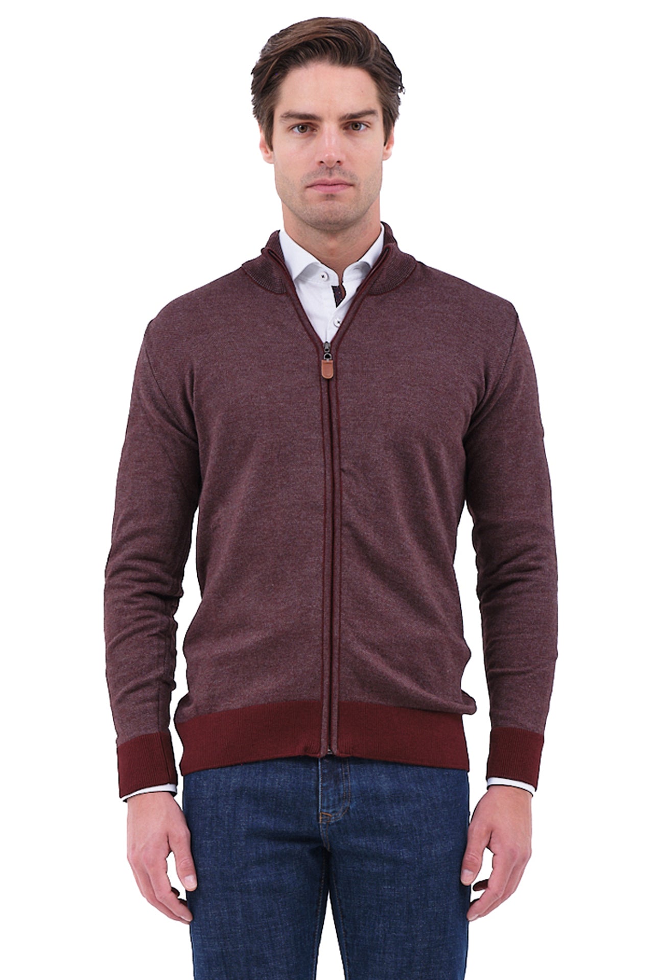 ΑΝΔΡΙΚΗ CARDIGAN ΖΑΚΕΤΑ LES GENT'S ΣΕ ΜΠΟΡΝΤΟ ΓΚΡΙ ΧΡΩΜΑ ΜΕ ΜΙΚΡΟΣΧΕΔΙΟ