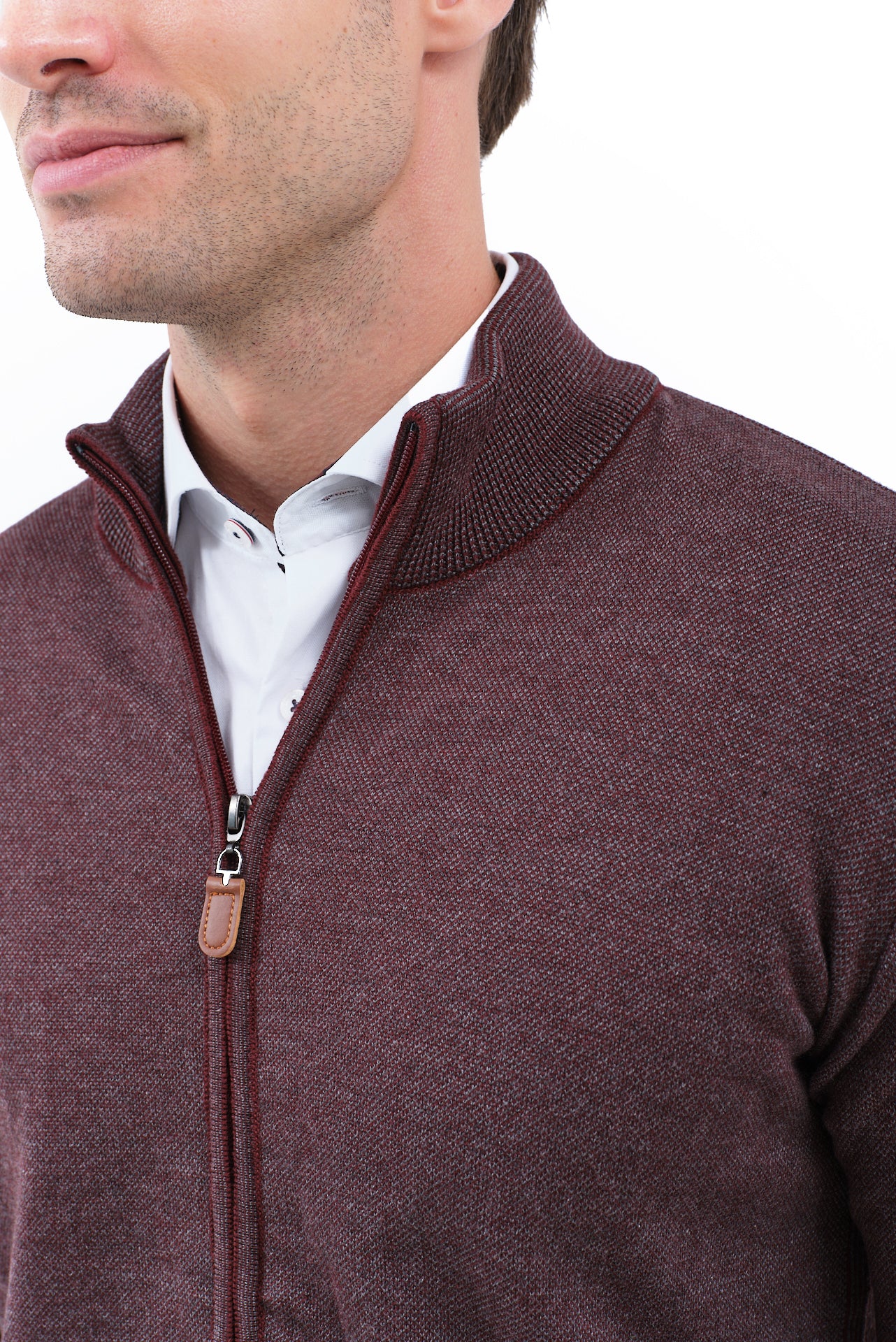 ΑΝΔΡΙΚΗ CARDIGAN ΖΑΚΕΤΑ LES GENT'S ΣΕ ΜΠΟΡΝΤΟ ΓΚΡΙ ΧΡΩΜΑ ΜΕ ΜΙΚΡΟΣΧΕΔΙΟ