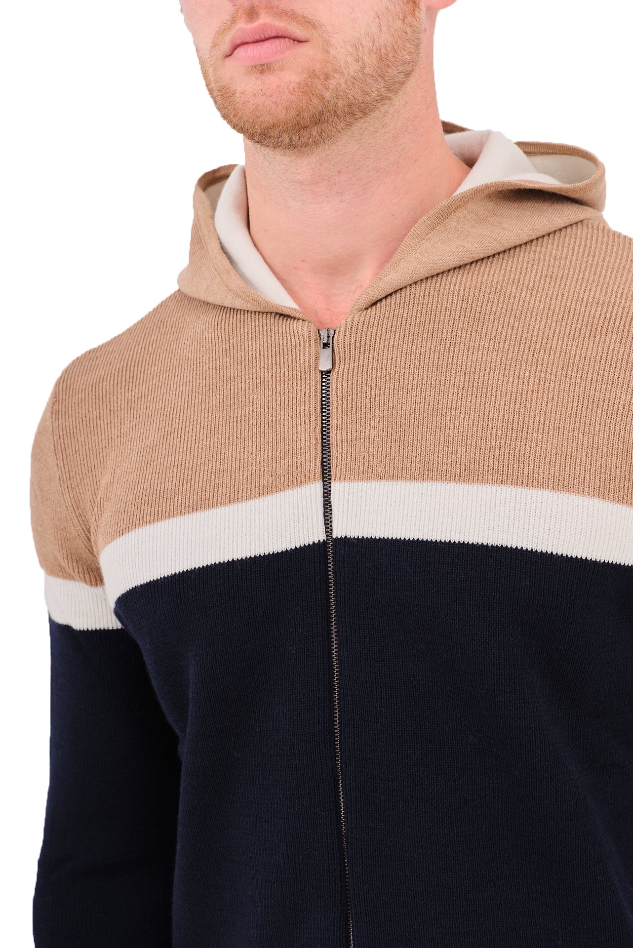 ΑΝΔΡΙΚΗ ΖΑΚΕΤΑ ΣΕ ΜΠΕΖ ΛΕΥΚΟ ΚΑΙ ΜΠΛΕ ΧΡΩΜΑ PORTOBELLO'S ΜΕ ΚΟΥΚΟΥΛΑ