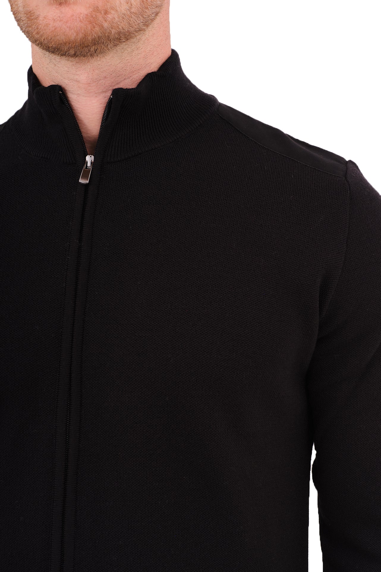 ΑΝΔΡΙΚΗ ΖΑΚΕΤΑ CARDIGAN PORTOBELLO'S ΣΕ ΜΑΥΡΟ ΧΡΩΜΑ ΚΑΙ ΛΑΔΙ ΛΕΠΤΟΜΕΡΕΙΕΣ