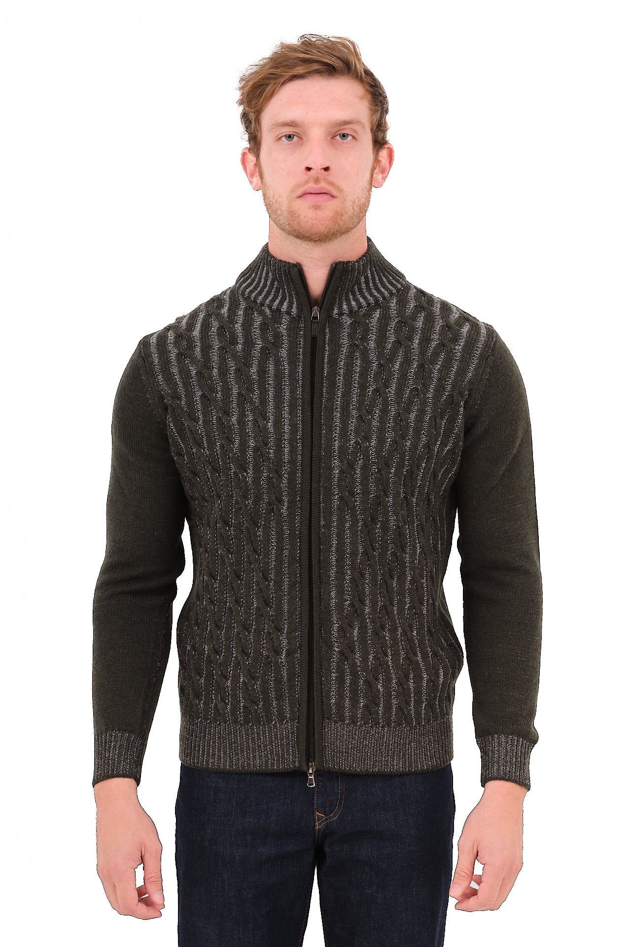 ΑΝΔΡΙΚΗ ΖΑΚΕΤΑ CARDIGAN PORTOBELLO'S ΣΕ ΛΑΔΙ ΧΡΩΜΑ ΚΑΙ ΓΚΡΙ ΛΕΠΤΟΜΕΡΕΙΕΣ