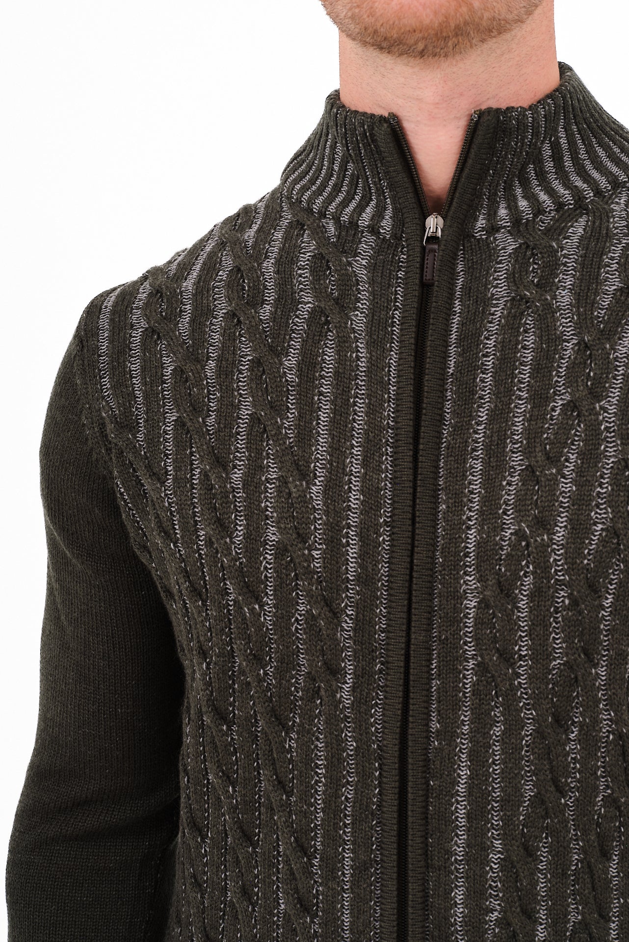 ΑΝΔΡΙΚΗ ΖΑΚΕΤΑ CARDIGAN PORTOBELLO'S ΣΕ ΛΑΔΙ ΧΡΩΜΑ ΚΑΙ ΓΚΡΙ ΛΕΠΤΟΜΕΡΕΙΕΣ