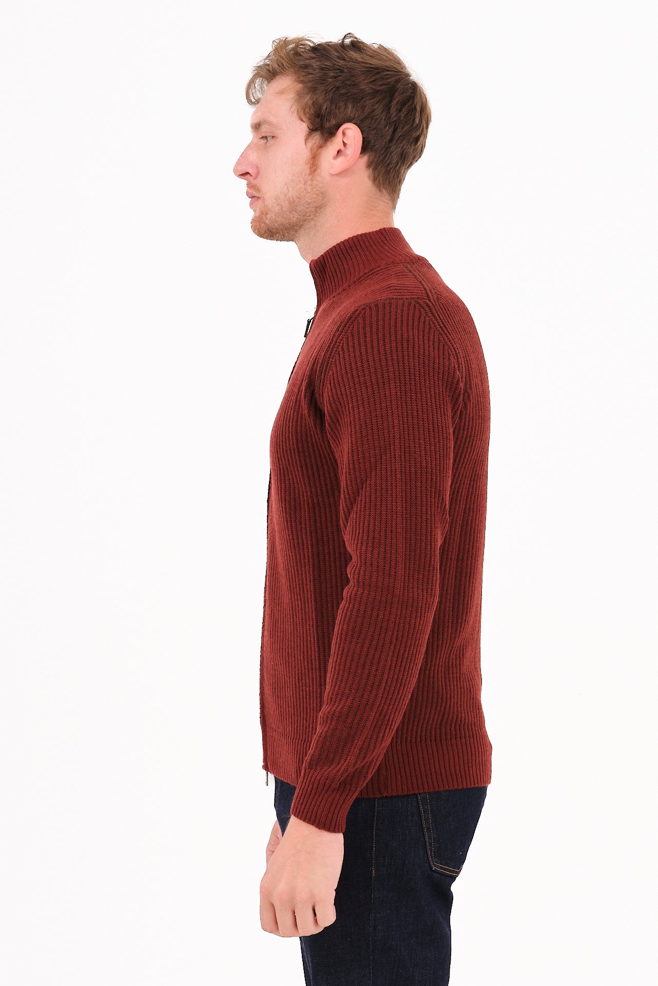 ΑΝΔΡΙΚΗ ΖΑΚΕΤΑ CARDIGAN PORTOBELLO'S ΣΕ ΚΕΡΑΜΙΔΙ ΧΡΩΜΑ ΜΕ ΨΗΛΟ ΛΑΙΜΟ