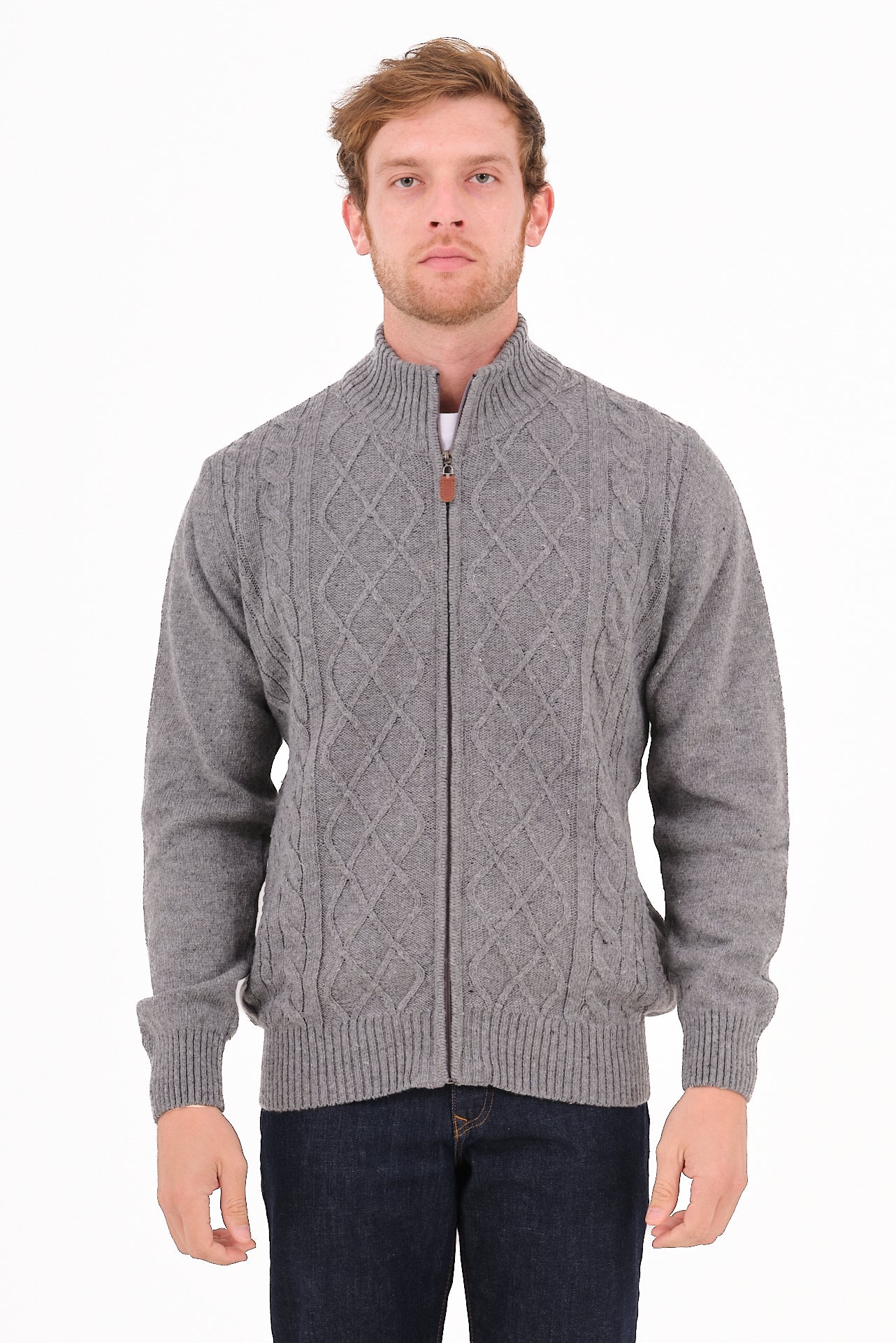 ΑΝΔΡΙΚΗ ΓΚΡΙ ΖΑΚΕΤΑ CARDIGAN LES GENT'S ΜΕ ΣΧΕΔΙΟ ΣΤΗΝ ΠΛΕΞΗ