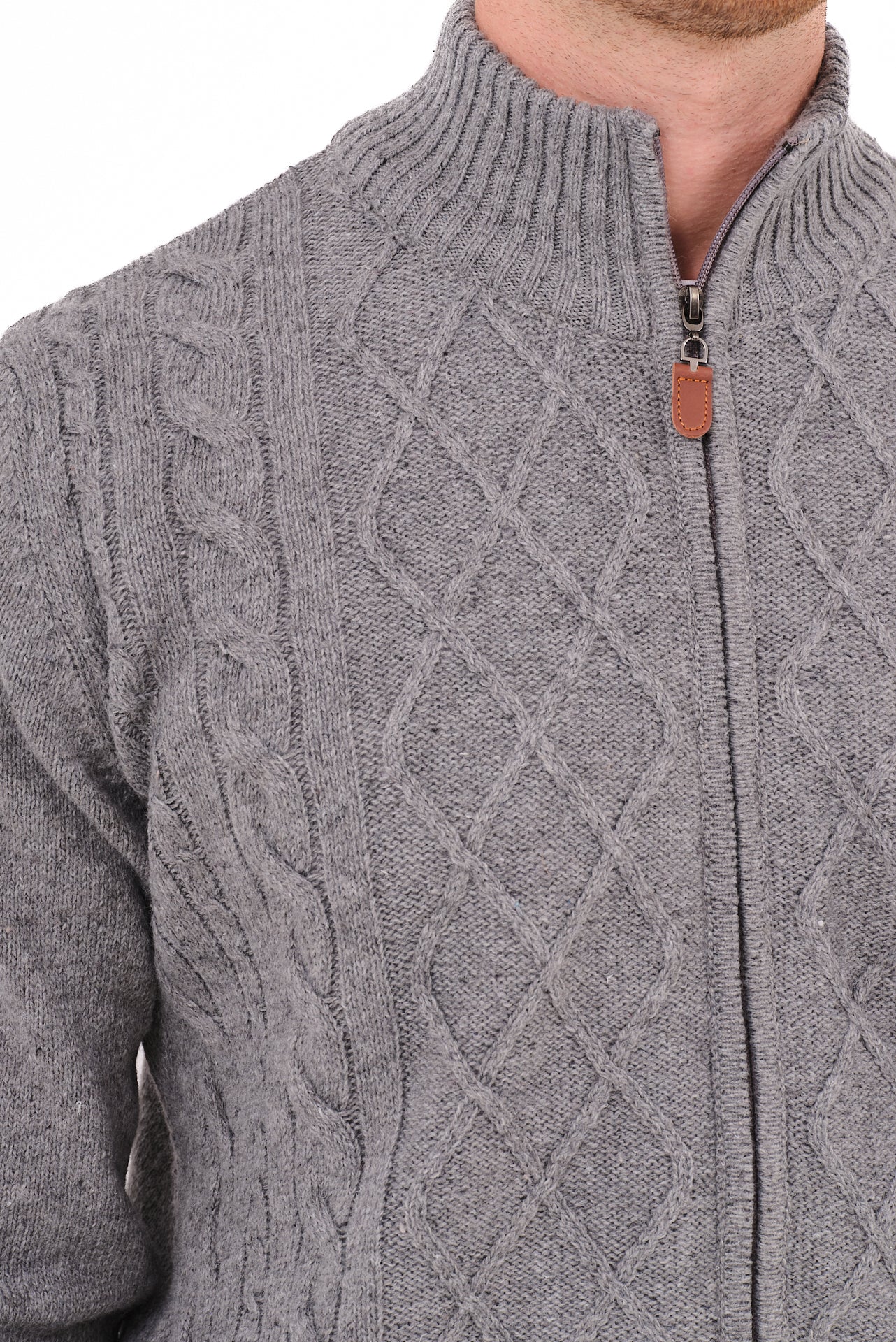 ΑΝΔΡΙΚΗ ΓΚΡΙ ΖΑΚΕΤΑ CARDIGAN LES GENT'S ΜΕ ΣΧΕΔΙΟ ΣΤΗΝ ΠΛΕΞΗ