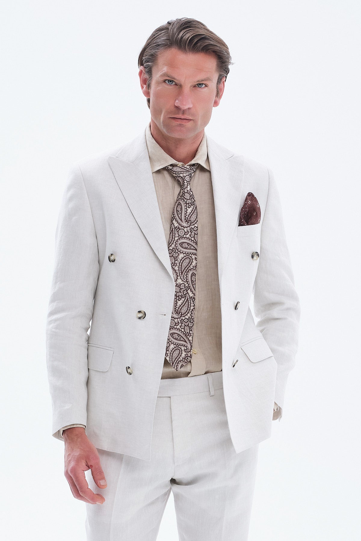 ΑΝΔΡΙΚΟ ΛΙΝΟ ΣΤΑΥΡΩΤΟ ΣΑΚΑΚΙ PORTOBELLO'S REGULAR FIT ΣΤΗΝ ΑΠΟΧΡΩΣΗ ΤΟΥ ΠΑΓΟΥ ΚΑΙ ΥΦΑΣΜΑ SONDRIO