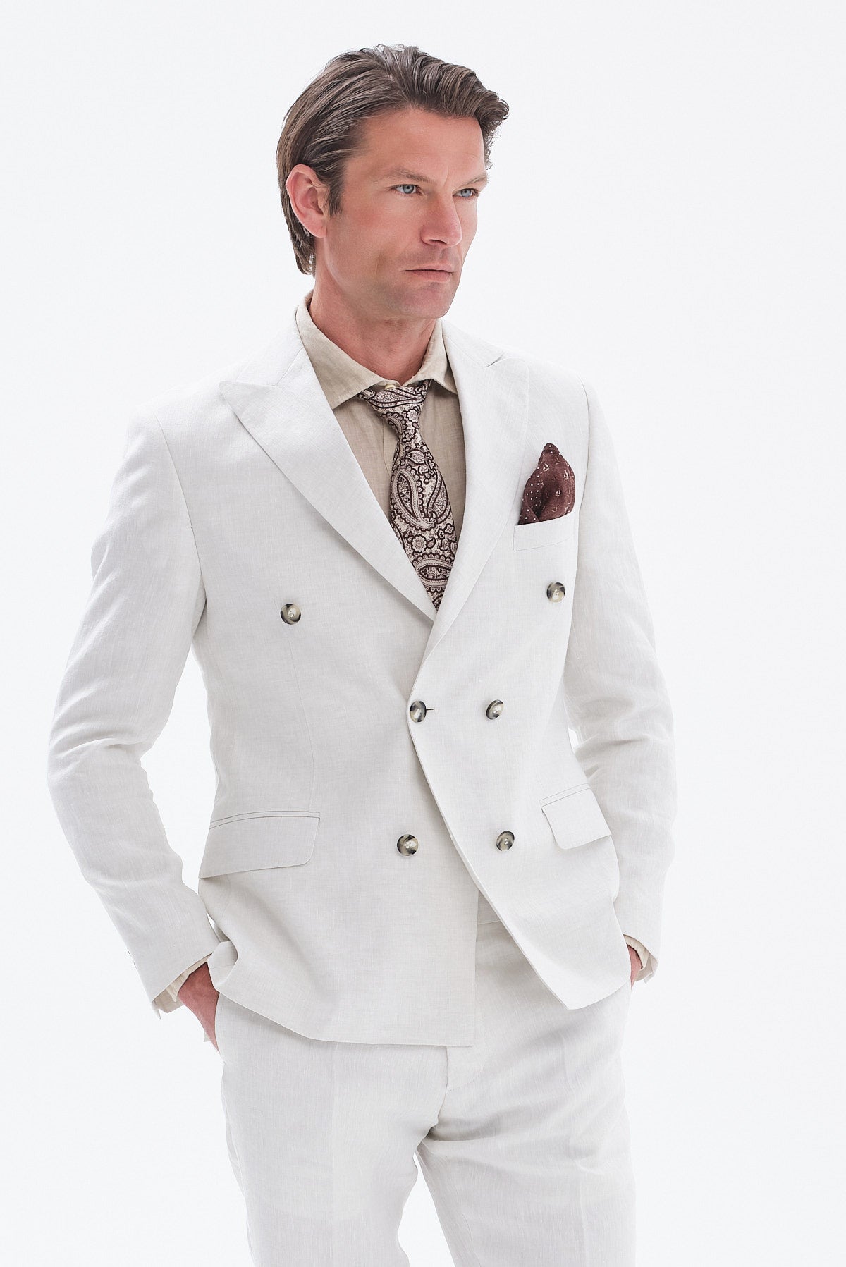 ΑΝΔΡΙΚΟ ΛΙΝΟ ΣΤΑΥΡΩΤΟ ΣΑΚΑΚΙ PORTOBELLO'S REGULAR FIT ΣΤΗΝ ΑΠΟΧΡΩΣΗ ΤΟΥ ΠΑΓΟΥ ΚΑΙ ΥΦΑΣΜΑ SONDRIO