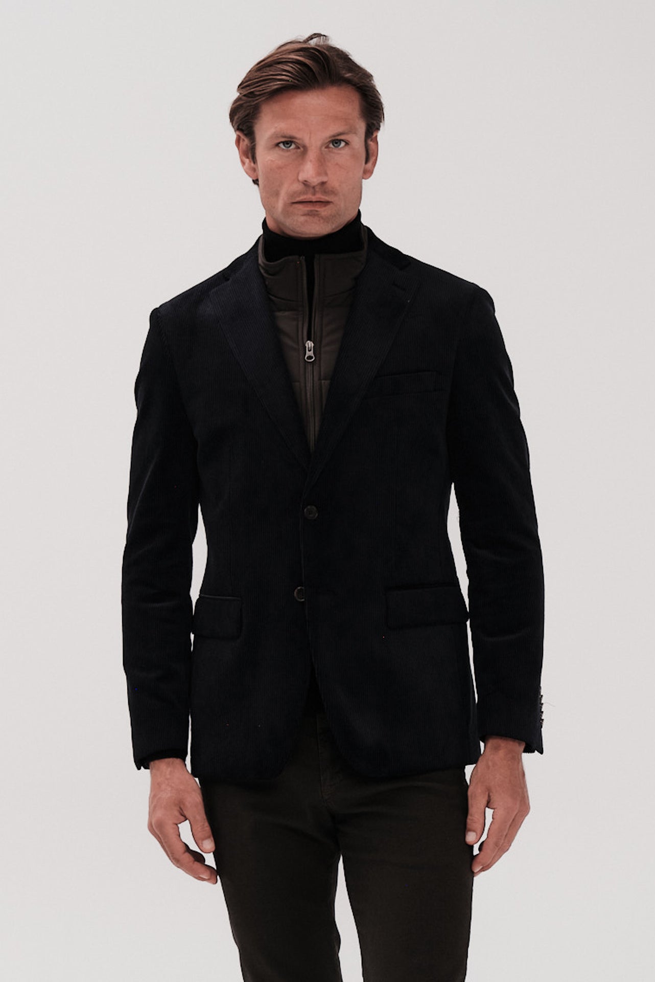 ΑΝΔΡΙΚΟ ΜΠΛΕ ΚΟΤΛΕ ΣΑΚΑΚΙ PORTOBELLO'S ΜΕ ΑΠΟΣΠΩΜΕΝΗ ΜΟΣΤΡΑ SLIM FIT