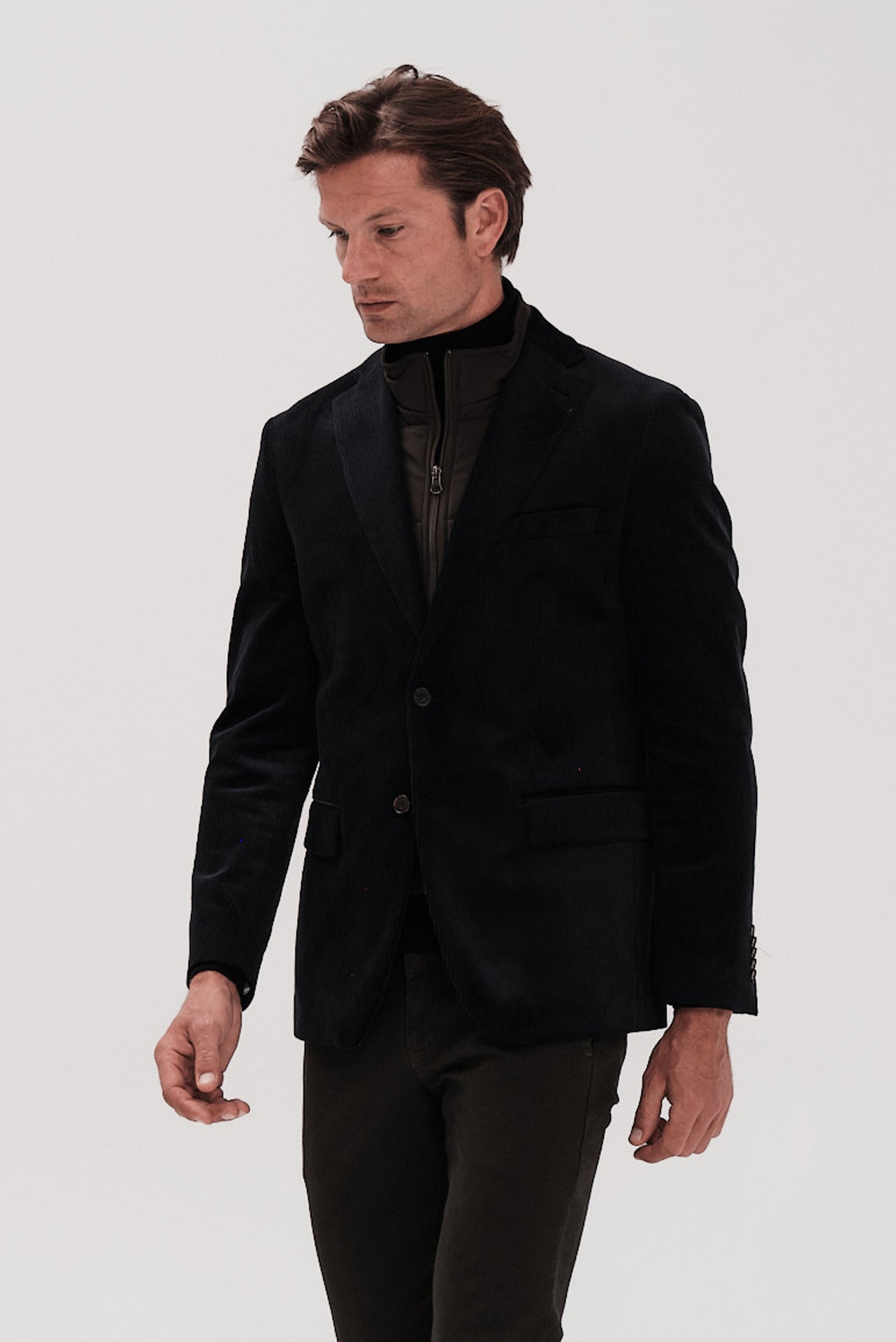 ΑΝΔΡΙΚΟ ΜΠΛΕ ΚΟΤΛΕ ΣΑΚΑΚΙ PORTOBELLO'S ΜΕ ΑΠΟΣΠΩΜΕΝΗ ΜΟΣΤΡΑ SLIM FIT