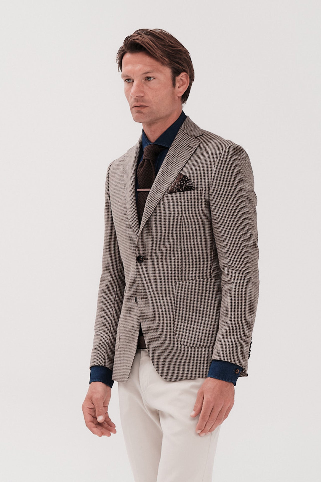 ΑΝΔΡΙΚΟ ΣΚΟΥΡΟ ΜΠΕΖ ΜΑΛΛΙΝΟ MARZOTTO ΣΑΚΑΚΙ ΜΕ ΜΙΚΡΟΣΧΕΔΙΟ SLIM FIT