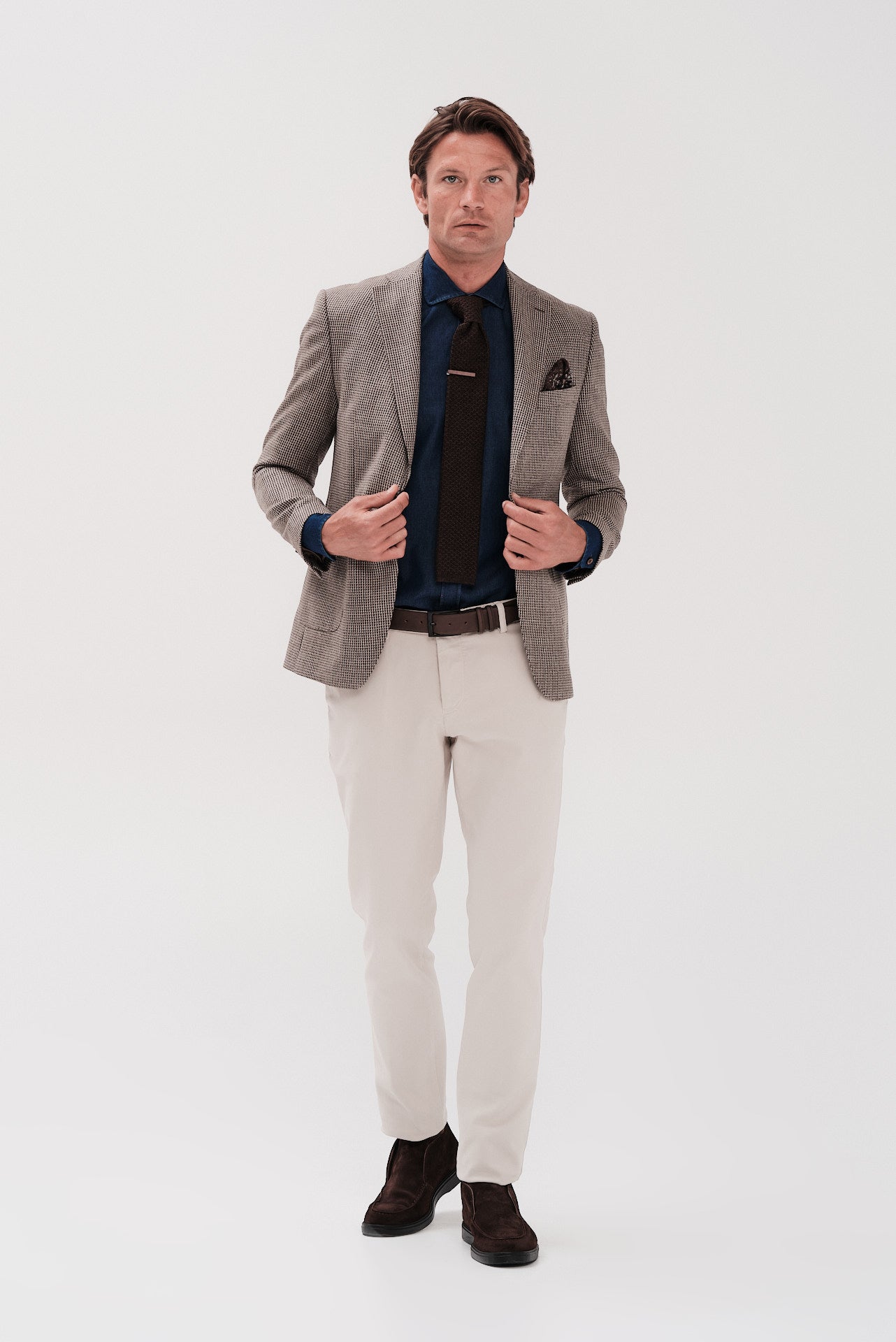 ΑΝΔΡΙΚΟ ΣΚΟΥΡΟ ΜΠΕΖ ΜΑΛΛΙΝΟ MARZOTTO ΣΑΚΑΚΙ ΜΕ ΜΙΚΡΟΣΧΕΔΙΟ SLIM FIT