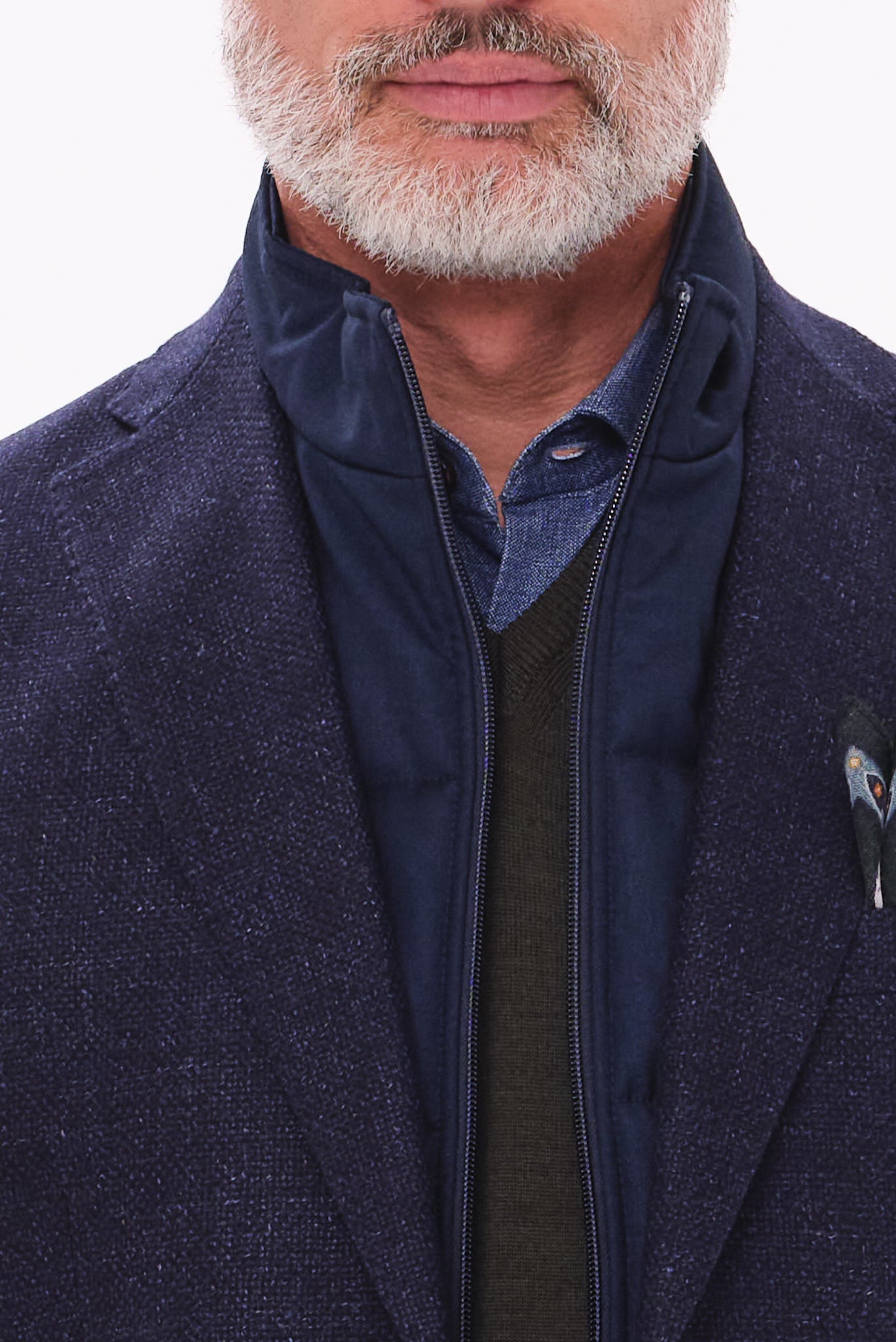 ΑΝΔΡΙΚΟ ΜΠΛΕ ΣΑΚΑΚΙ PORTOBELLO'S ΜΕ ΑΠΟΣΠΩΜΕΝΗ ΜΟΣΤΡΑ SLIM FIT