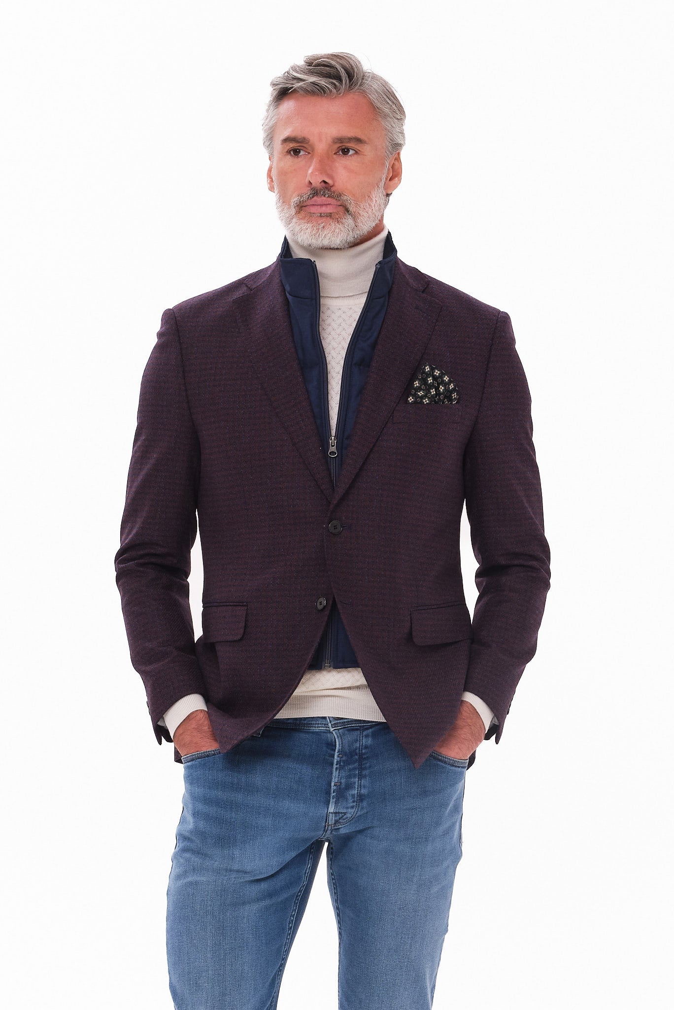 ΑΝΔΡΙΚΟ ΜΠΟΡΝΤΟ-ΜΠΛΕ ΣΑΚΑΚΙ PORTOBELLO'S ΜΕ ΑΠΟΣΠΩΜΕΝΗ ΜΟΣΤΡΑ SLIM FIT