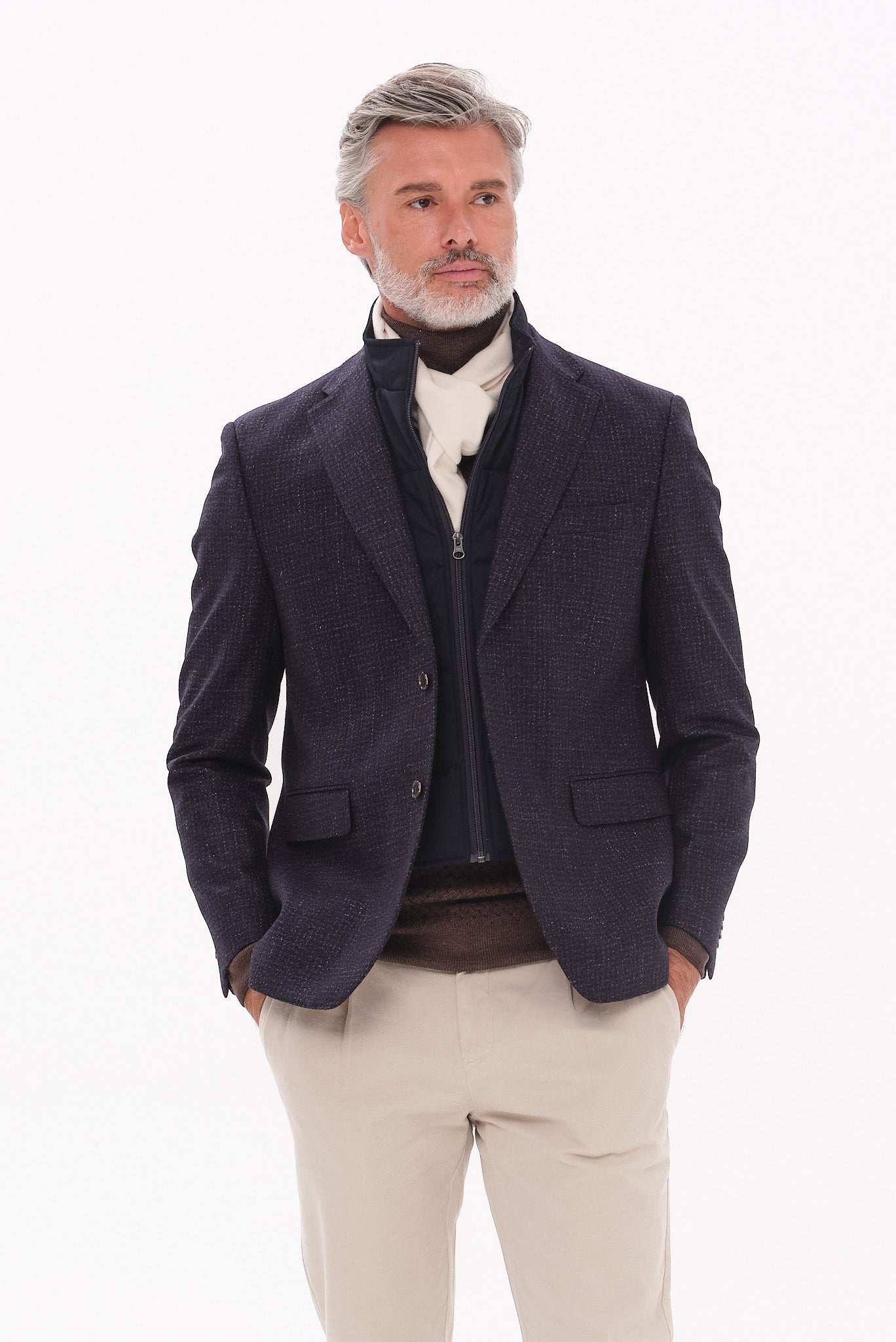 ΑΝΔΡΙΚΟ ΚΑΦΕ-ΜΠΛΕ ΣΑΚΑΚΙ PORTOBELLO'S ΜΕ ΑΠΟΣΠΩΜΕΝΗ ΜΟΣΤΡΑ REGULAR FIT