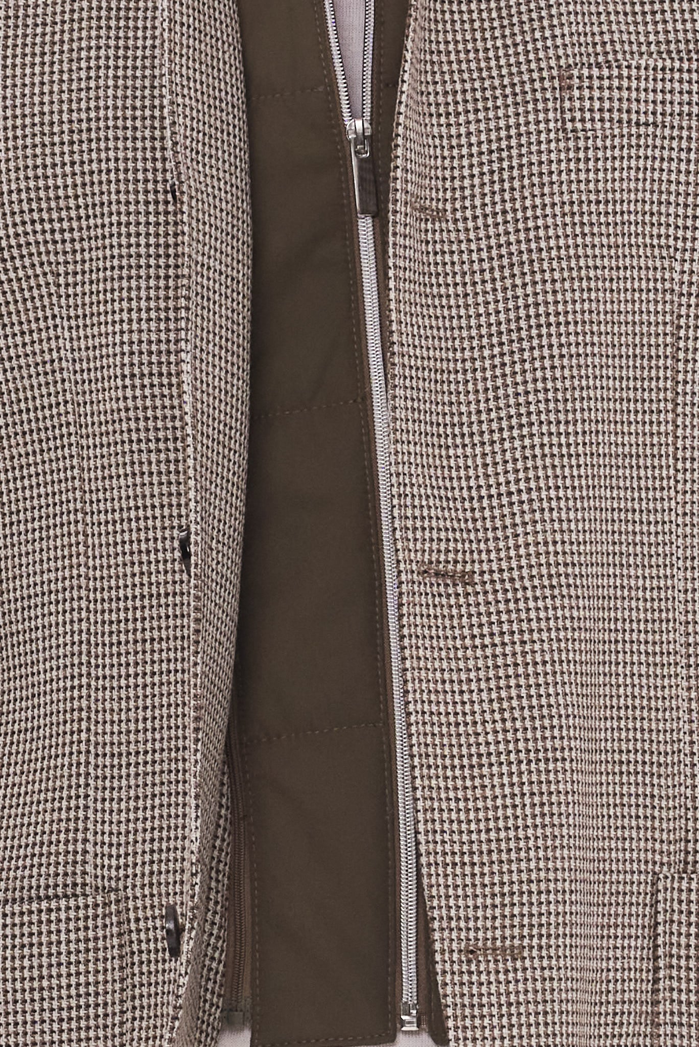 ΑΝΔΡΙΚΟ ΜΠΕΖ-ΛΑΔΙ ΣΑΚΑΚΙ PORTOBELLO'S ΜΕ ΟΡΘΙΟ ΓΙΑΚΑ ΑΠΟΣΠΩΜΕΝΗ ΜΟΣΤΡΑ ΚΑΙ ΜΙΚΡΟΣΧΕΔΙΟ HOUNDTOOTH REGULAR FIT