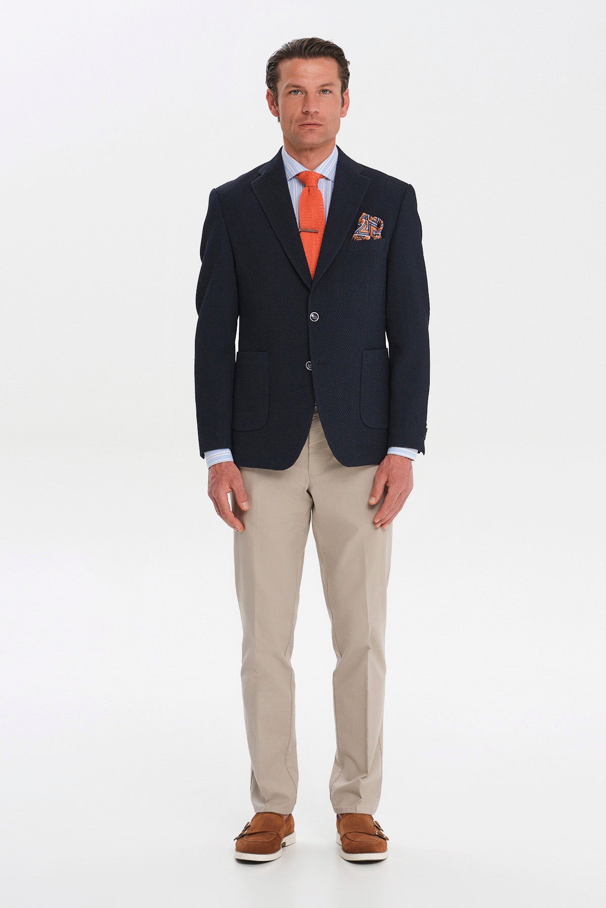 ΑΝΔΡΙΚΟ ΜΠΛΕ ΣΑΚΑΚΙ SLIM FIT PORTOBELLO'S ΣΕ ΥΦΑΣΜΑ MARZOTTO