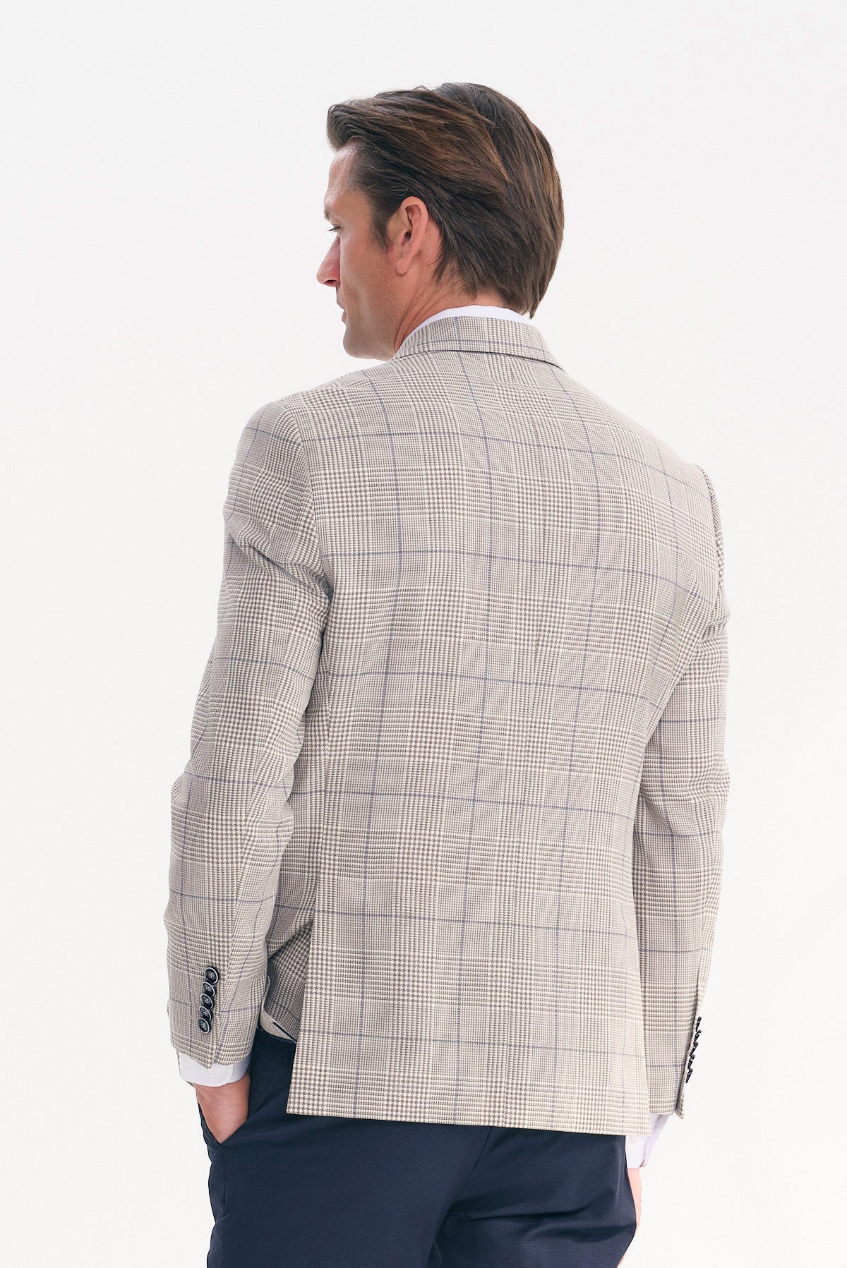 ΑΝΔΡΙΚΟ ΓΚΡΙ ΣΑΚΑΚΙ PRINCE DE GALLE SLIM FIT PORTOBELLO'S ΣΕ ΥΦΑΣΜΑ VITALE BARBERIS CANONICO