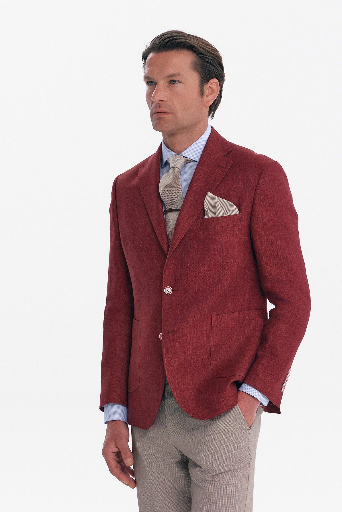 ΑΝΔΡΙΚΟ ΜΠΟΡΝΤΟ ΛΙΝΟ ΣΑΚΑΚΙ SLIM FIT PORTOBELLO'S ΣΕ ΥΦΑΣΜΑ ANGELICO