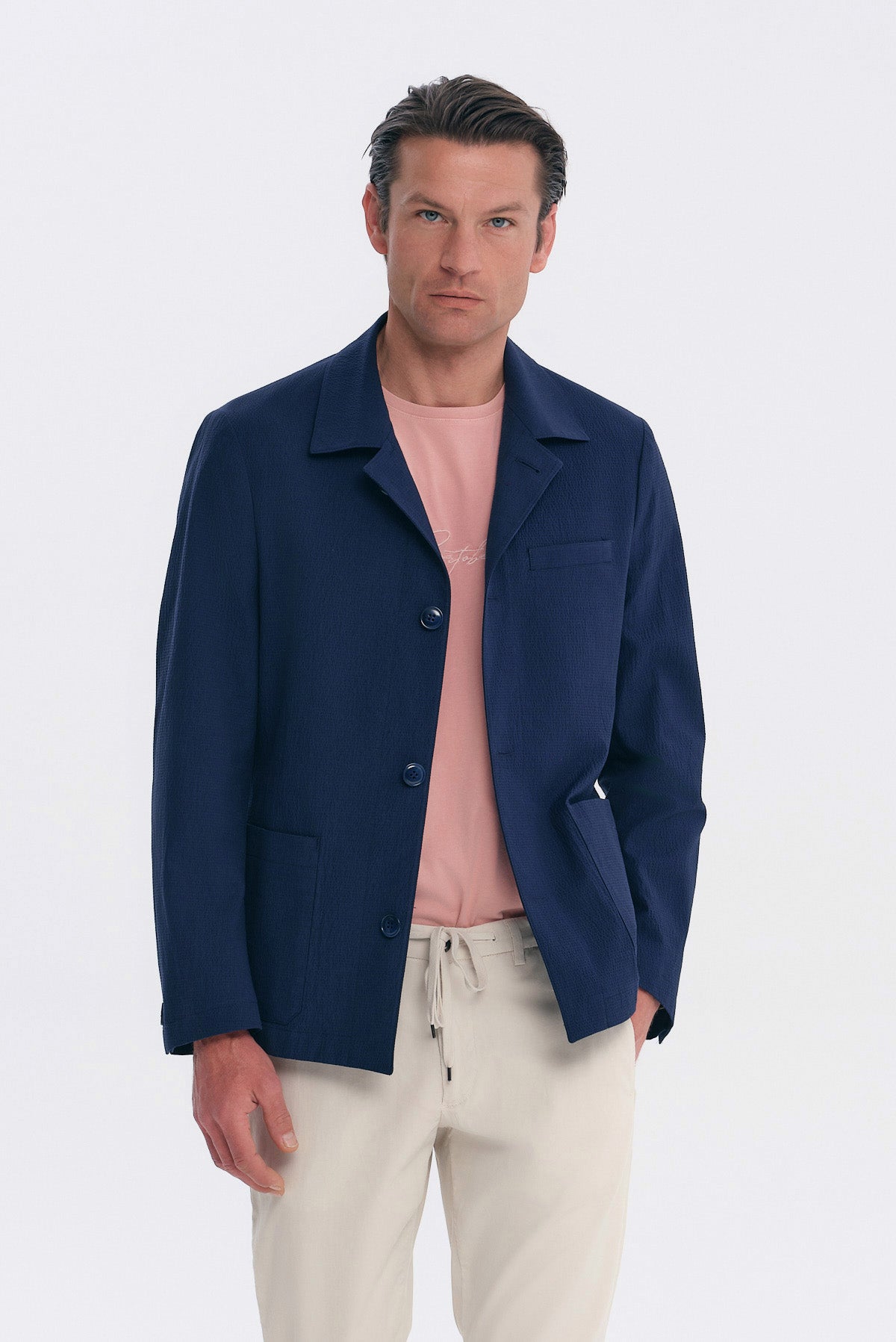 ΑΝΔΡΙΚΟ ΜΠΛΕ ΣΑΚΑΚΙ REGULAR FIT PORTOBELLO'S ΜΕ ΥΦΑΣΜΑ SONDRIO