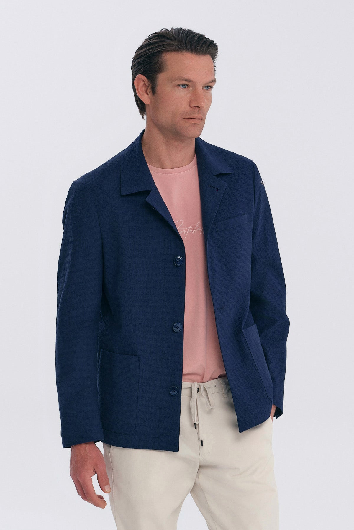 ΑΝΔΡΙΚΟ ΜΠΛΕ ΣΑΚΑΚΙ REGULAR FIT PORTOBELLO'S ΜΕ ΥΦΑΣΜΑ SONDRIO