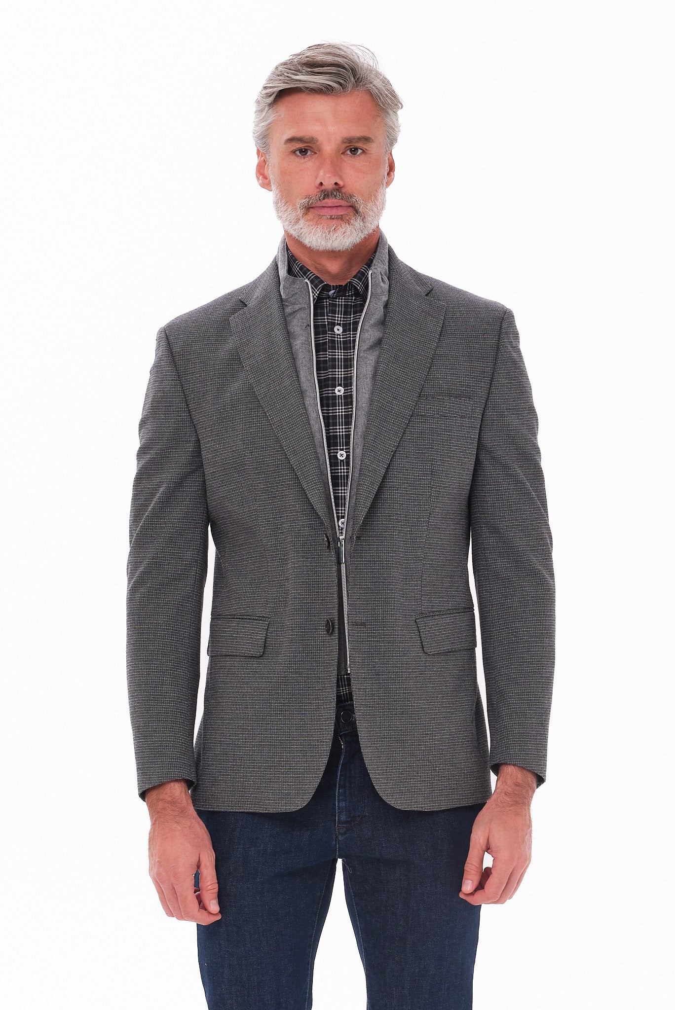 ΑΝΔΡΙΚΟ ΓΚΡΙ ΑΝΟΙΧΤΟ ΣΑΚΑΚΙ PORTOBELLO'S ΜΕ ΑΠΟΣΠΩΜΕΝΗ ΜΟΣΤΡΑ REGULAR FIT