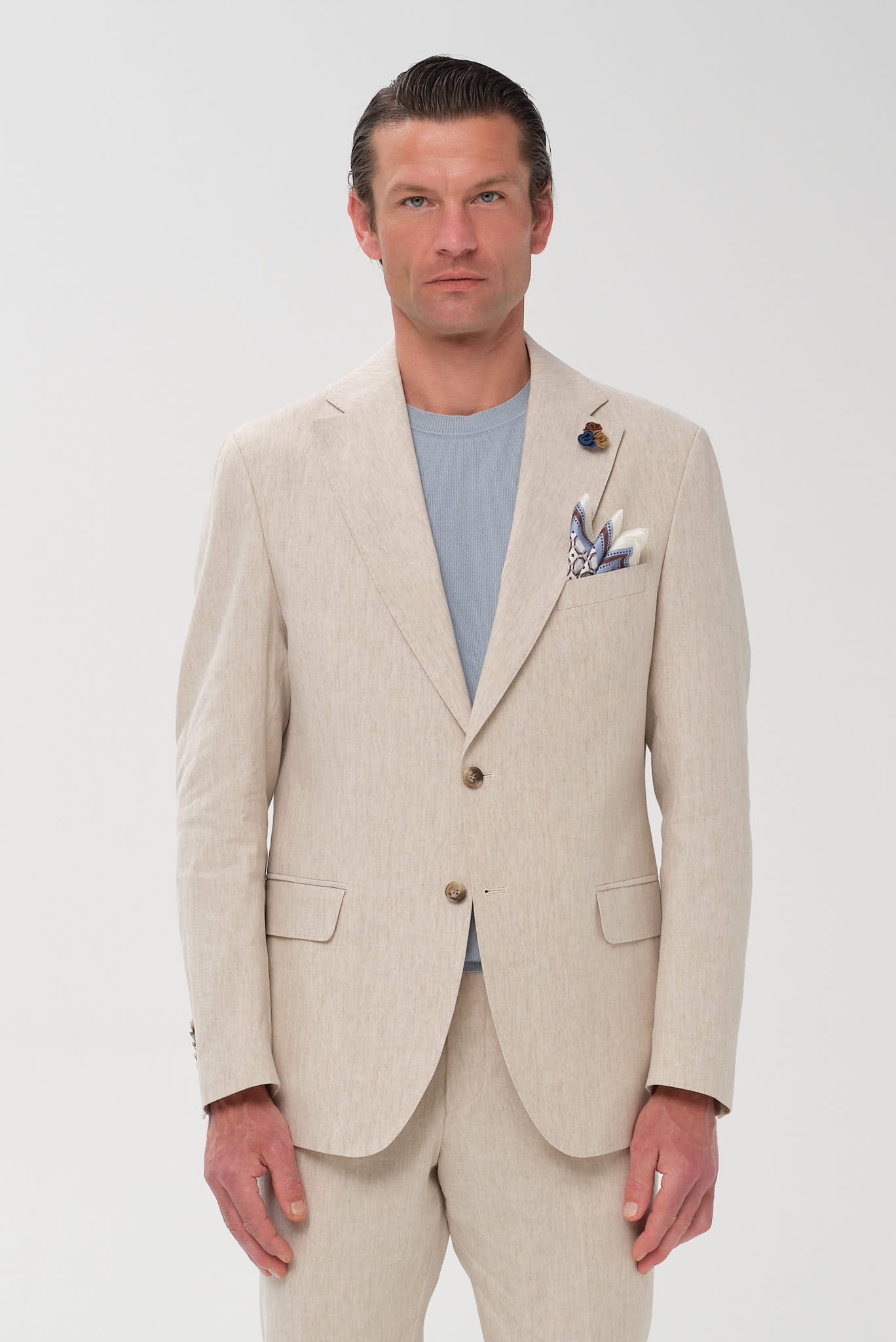 ΑΝΔΡΙΚΟ ΜΠΕΖ ΣΚΟΥΡΟ ΚΟΣΤΟΥΜΙ PORTOBELLO'S SLIM FIT ΣE ΥΦΑΣΜΑ LEOMASTER