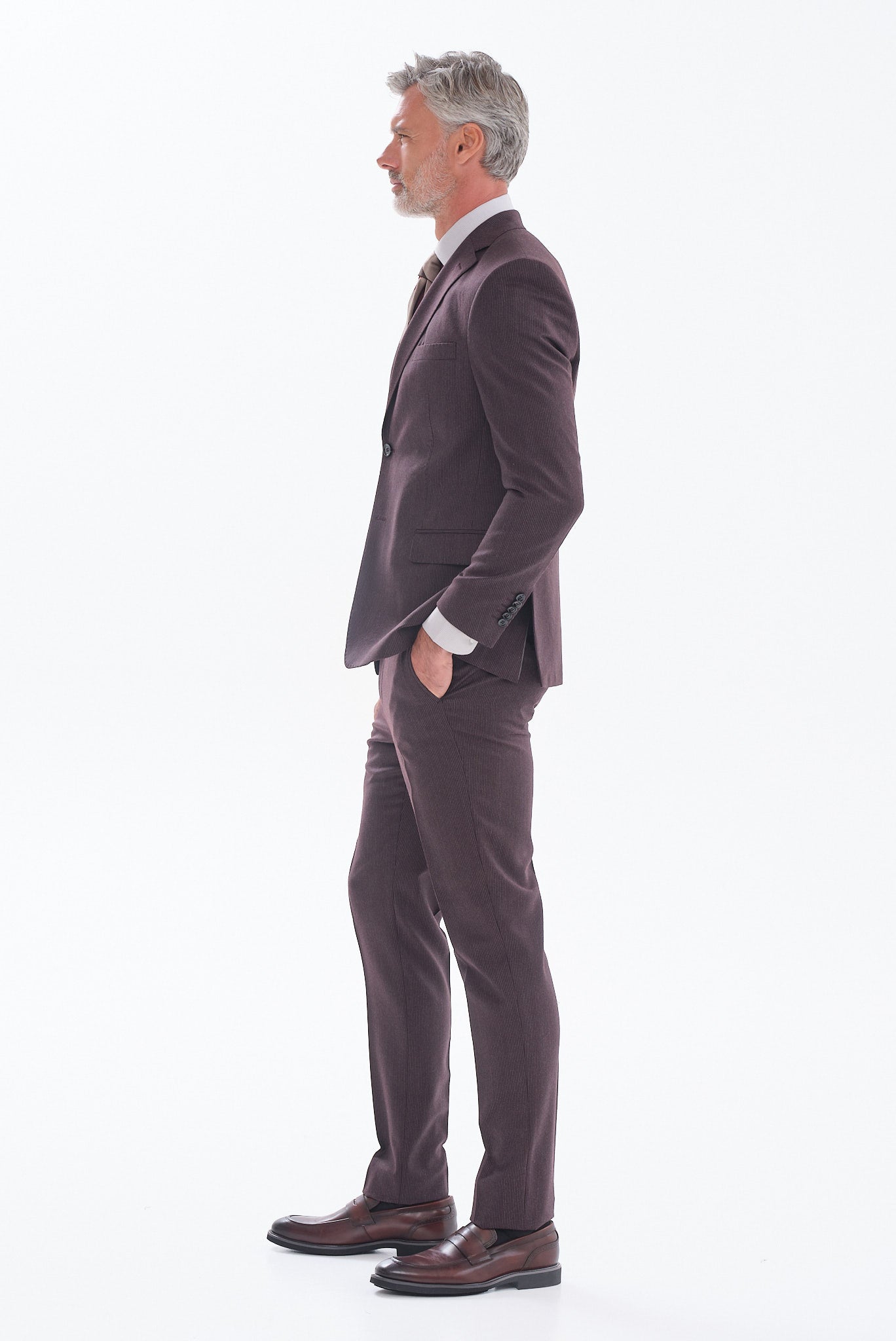 ΑΝΔΡΙΚΟ ΜΑΛΛΙΝΟ MARLANE ΚΟΣΤΟΥΜΙ PORTOBELLO'S SLIM FIT ΣΕ ΜΠΟΡΝΤΟ ΧΡΩΜΑ