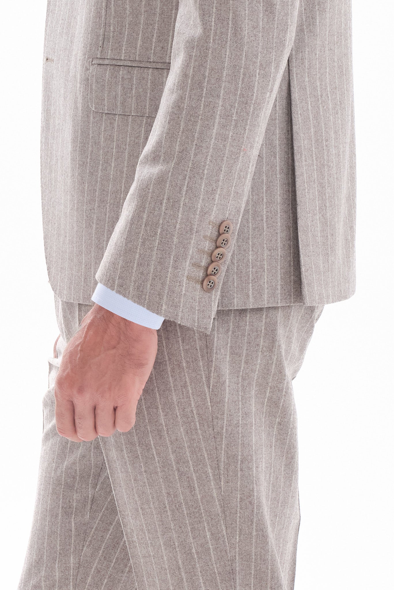 ΑΝΔΡΙΚΟ ΜΑΛΛΙΝΟ ΚΟΣΤΟΥΜΙ PORTOBELLO'S REGULAR FIT ΣΕ ΜΠΕΖ ΣΚΟΥΡΟ ΜΕ ΡΙΓΕΣ