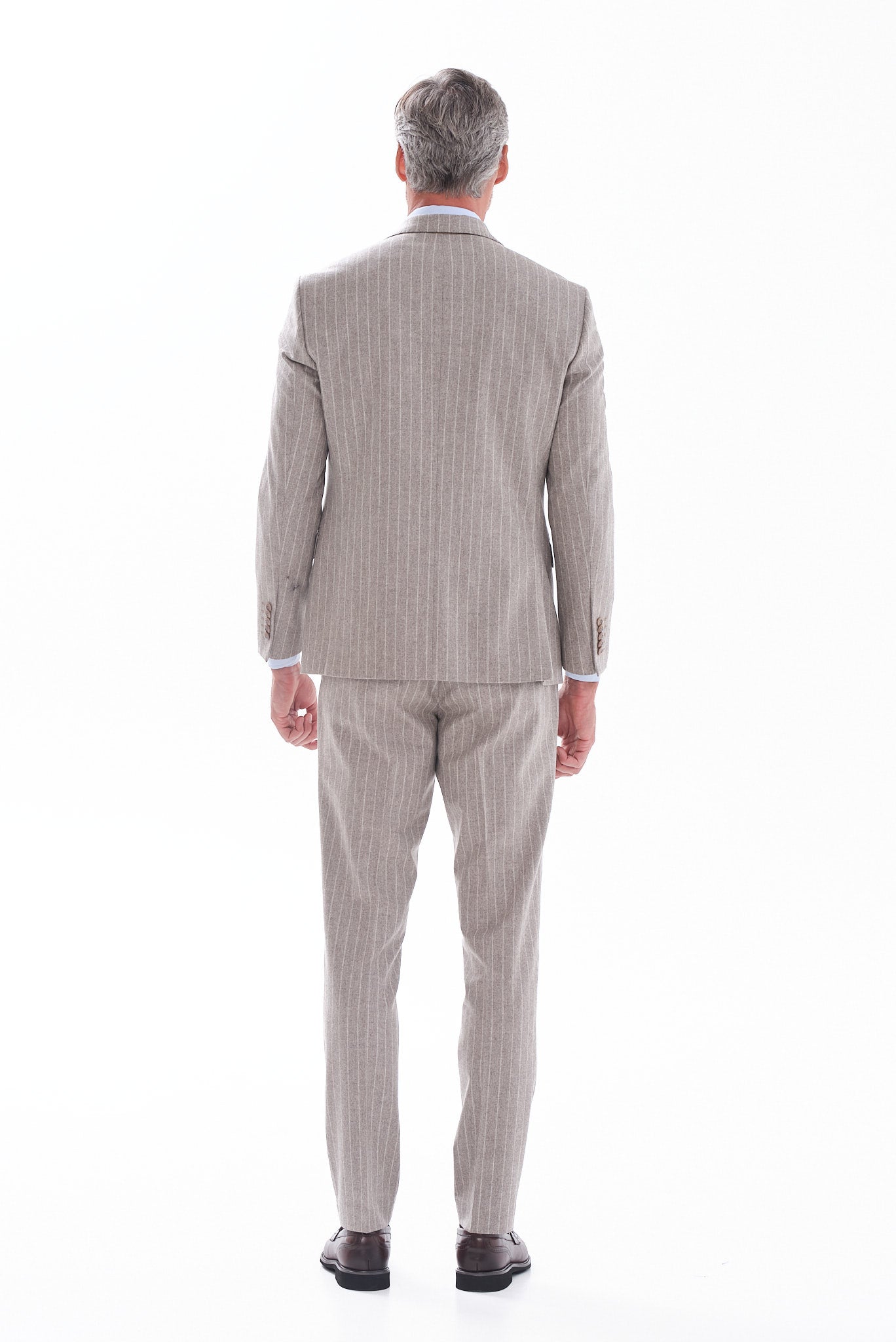 ΑΝΔΡΙΚΟ ΜΑΛΛΙΝΟ ΚΟΣΤΟΥΜΙ PORTOBELLO'S REGULAR FIT ΣΕ ΜΠΕΖ ΣΚΟΥΡΟ ΜΕ ΡΙΓΕΣ