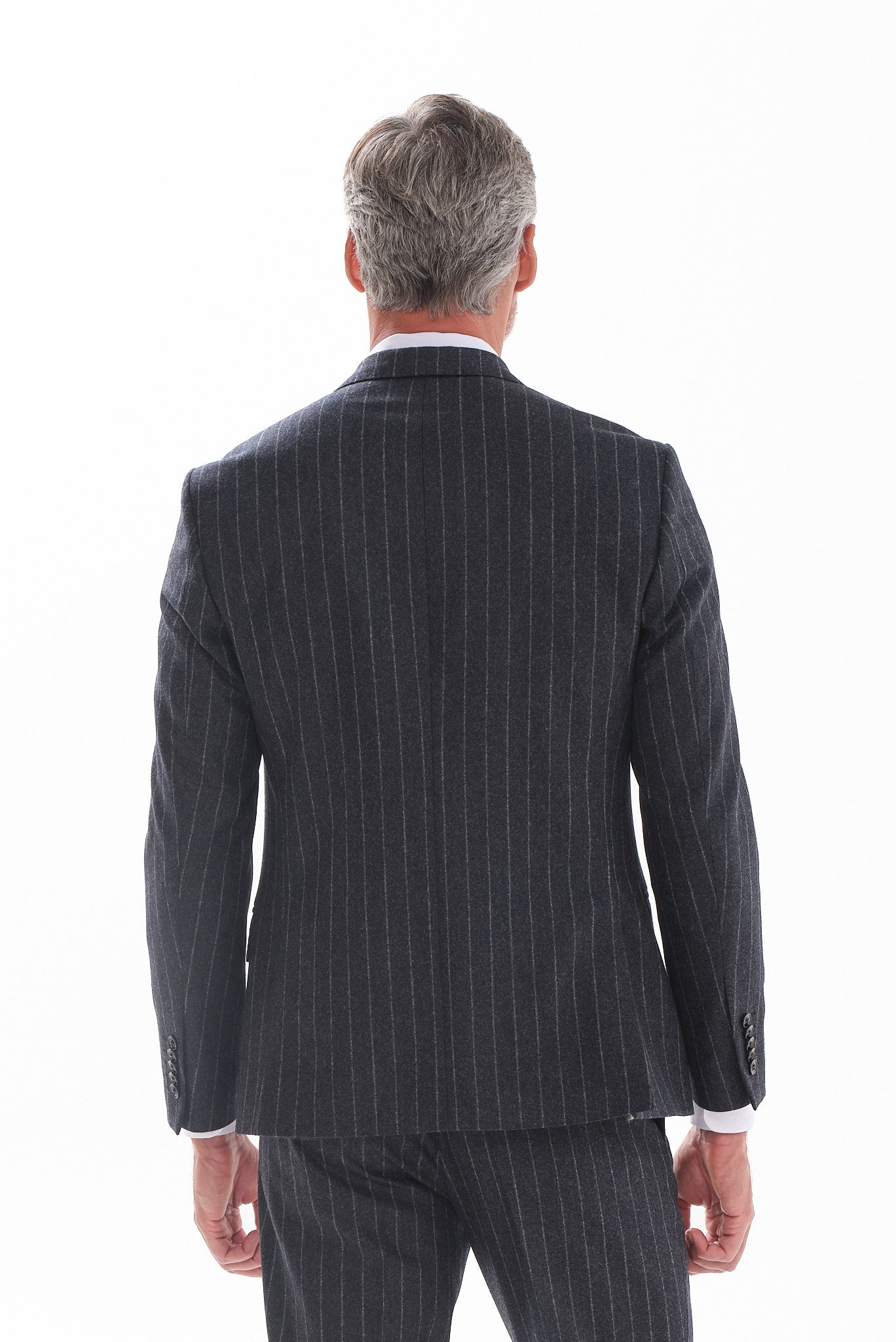 ΑΝΔΡΙΚΟ ΜΑΛΛΙΝΟ ΚΟΣΤΟΥΜΙ PORTOBELLO'S SLIM FIT ΣΕ XΡΩΜΑ ΓΡΑΦΙΤΗ ΜΕ ΡΙΓΕΣ