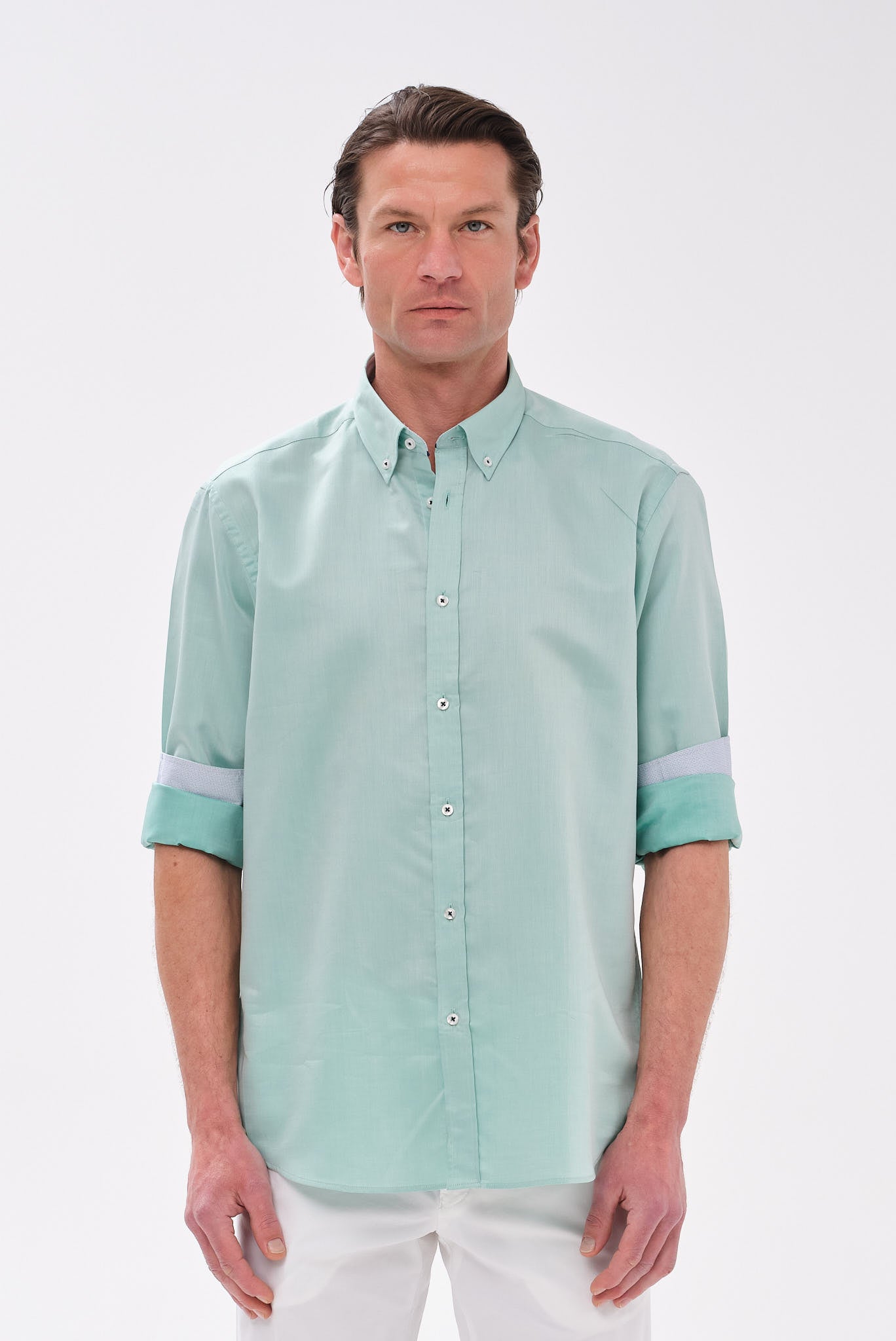 ΑΝΔΡΙΚΟ ΠΡΑΣΙΝΟ NO POCKET ΠΟΥΚΑΜΙΣΟ PORTOBELLO'S ΜΕ BUTTON DOWN ΓΙΑΚΑ REGULAR FIT