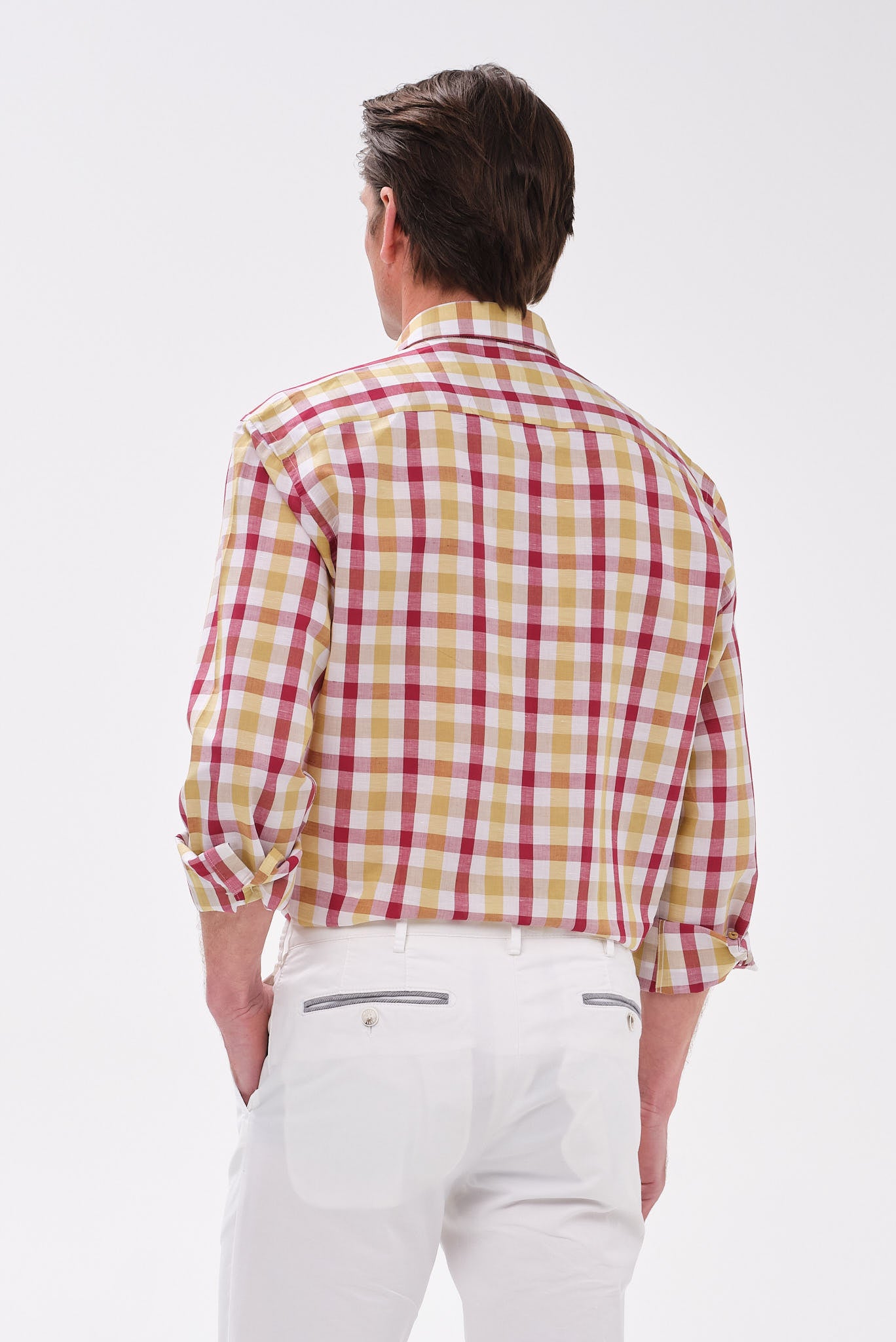 ΑΝΔΡΙΚΟ ΠΟΥΚΑΜΙΣΟ ΜΕ BUTTON DOWN ΓΙΑΚΑ PORTOBELLO'S ΚΙΤΡΙΝΟ ΚΑΡΟ REGULAR FIT
