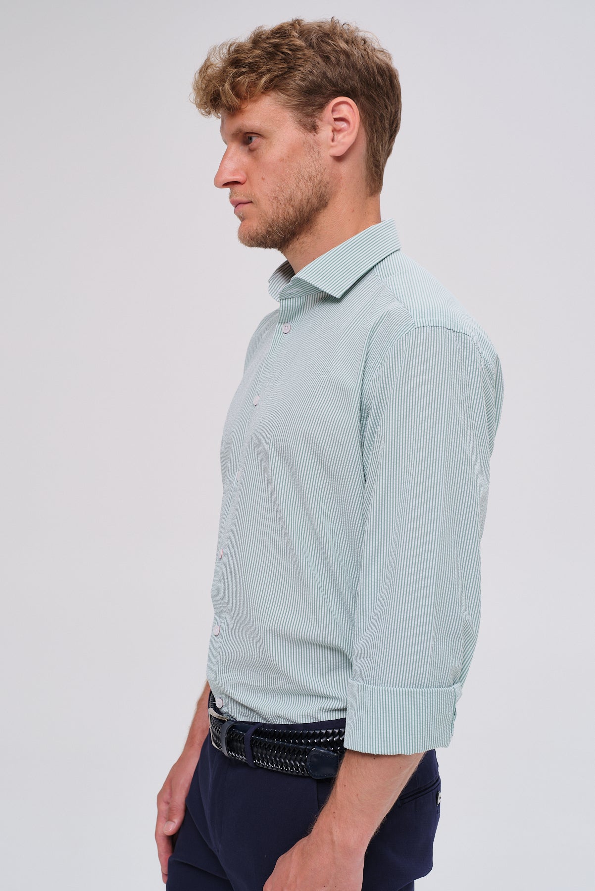 ΑΝΔΡΙΚΟ ΠΟΥΚΑΜΙΣΟ PORTOBELLO'S ΜΕ ΨΙΛΕΣ ΡΙΓΕΣ ΠΡΑΣΙΝΟ ΚΑΙ REX ΓΙΑΚΑ