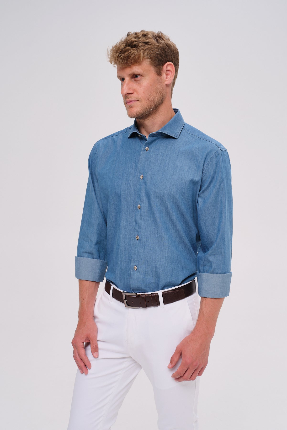 ΑΝΔΡΙΚΟ DENIM ΑΝΟΙΧΤΟ ΠΟΥΚΑΜΙΣΟ PORTOBELLO'S ΜΕ REX ΓΙΑΚΑ